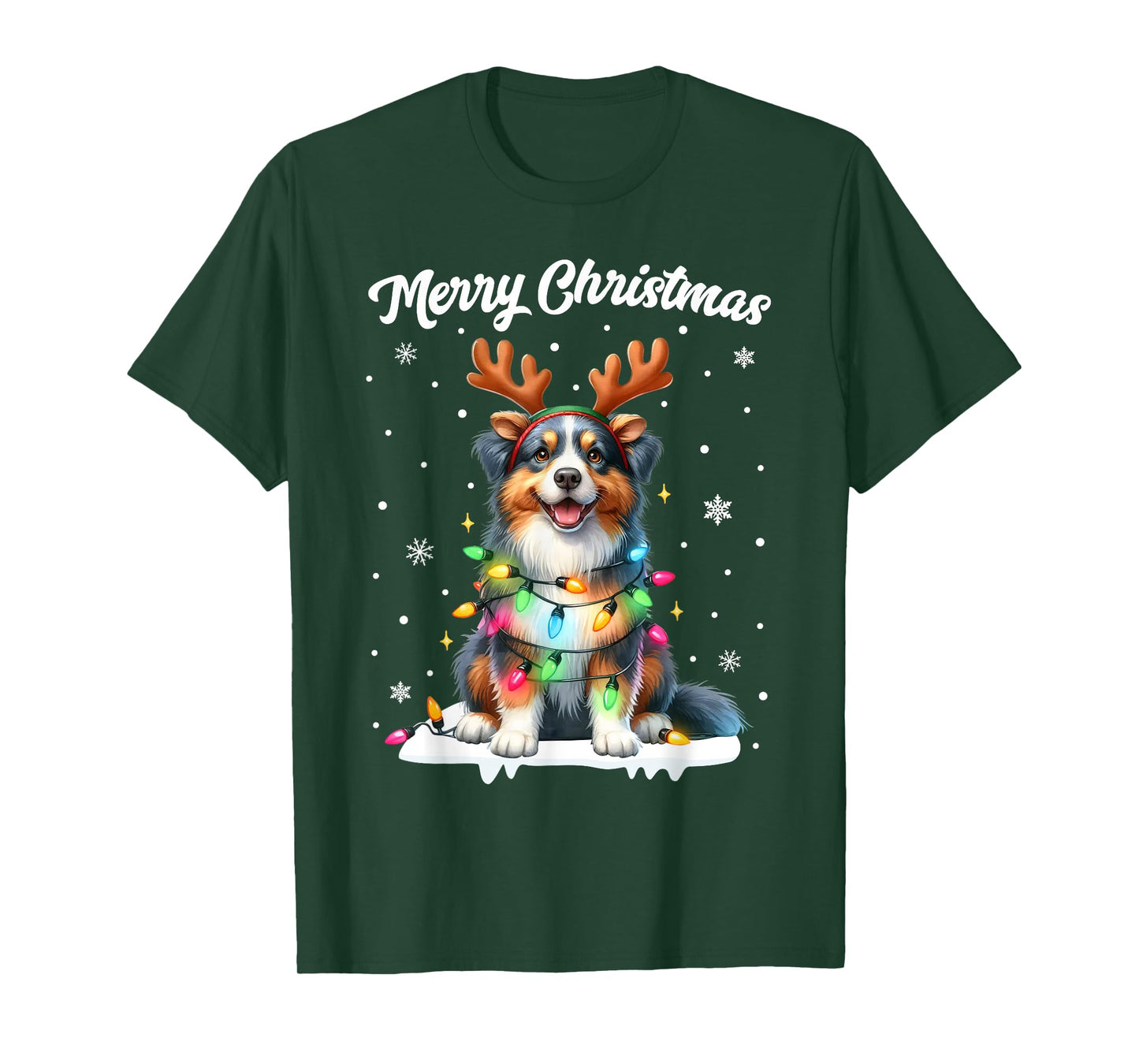 Christmas Pajamas Men Women Kids Australian Shepherd Dog T-Shirt