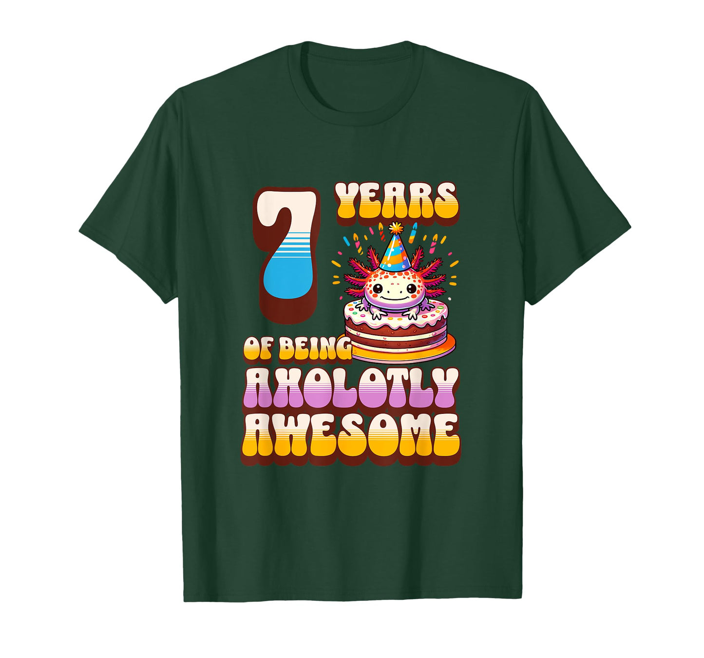 7 Years Axolotly Awesome Cute Axolotl 7th Birthday Kids T-Shirt