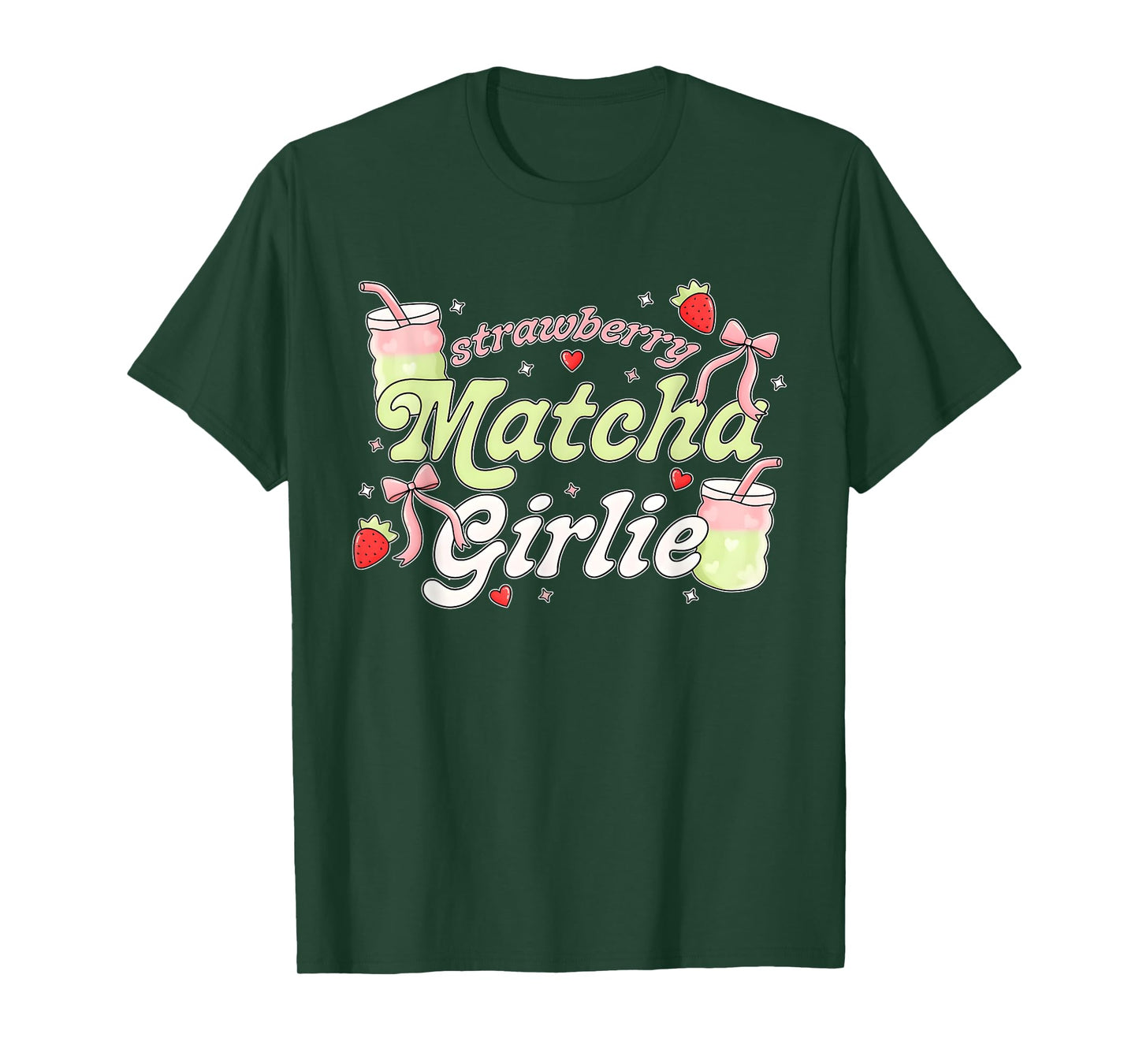 Strawberry Matcha Girlie Design T-Shirt