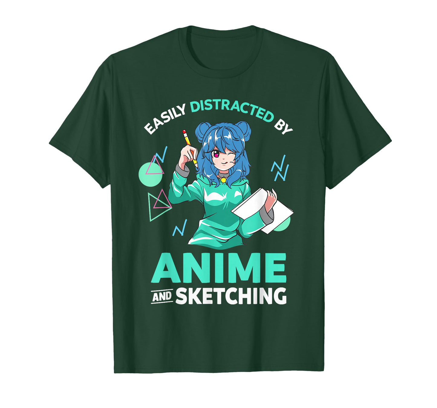 Easily Distracted by Anime and Sketching Anime Girl Drawing T-Shirt