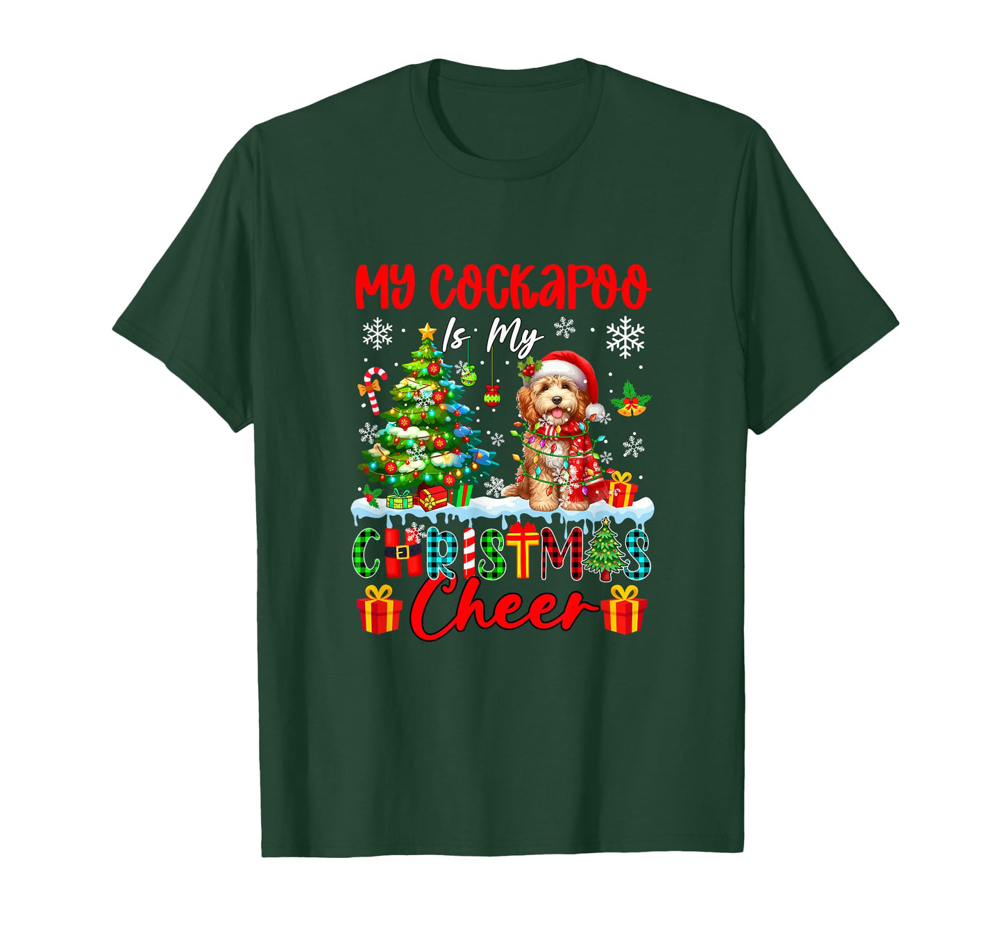 My Cockapoo is My Xmas Cheer Funny Santa Dog Owner Kids T-Shirt