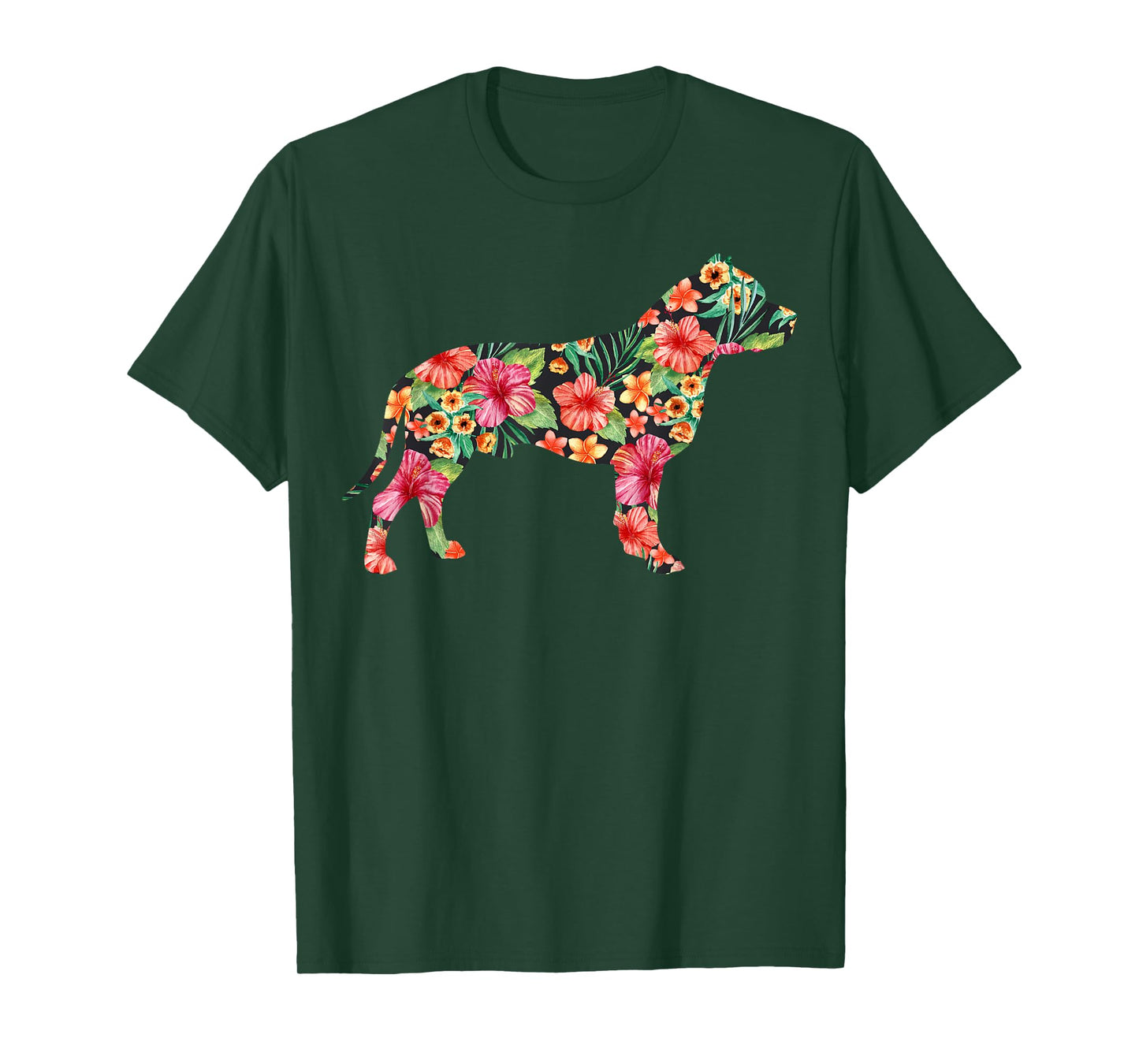 Pit Bull Flower Funny Dog Silhouette Floral Gifts Women Men T-Shirt