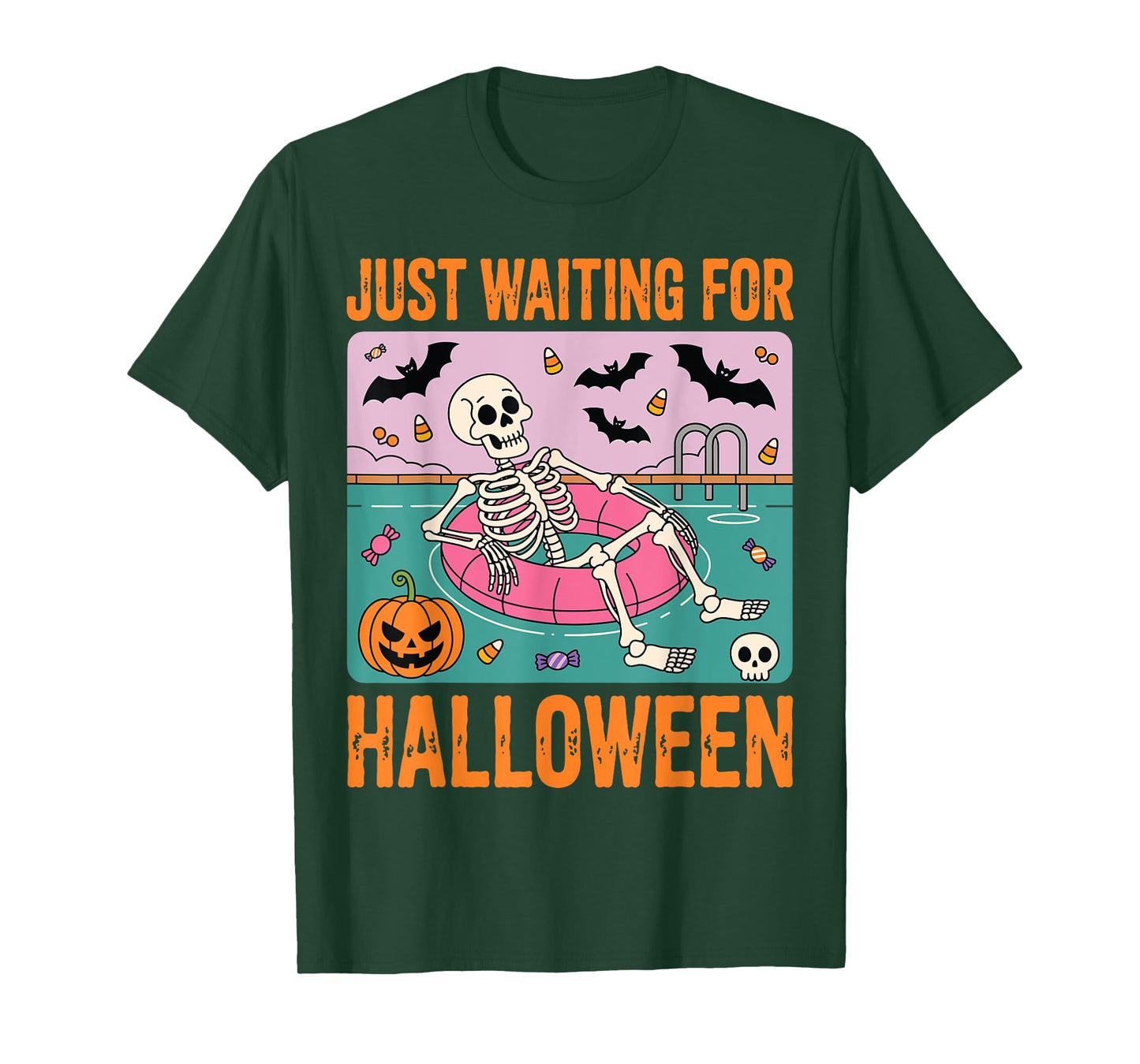 Spooky Summer Skeleton Just Waiting For Halloween T-Shirt
