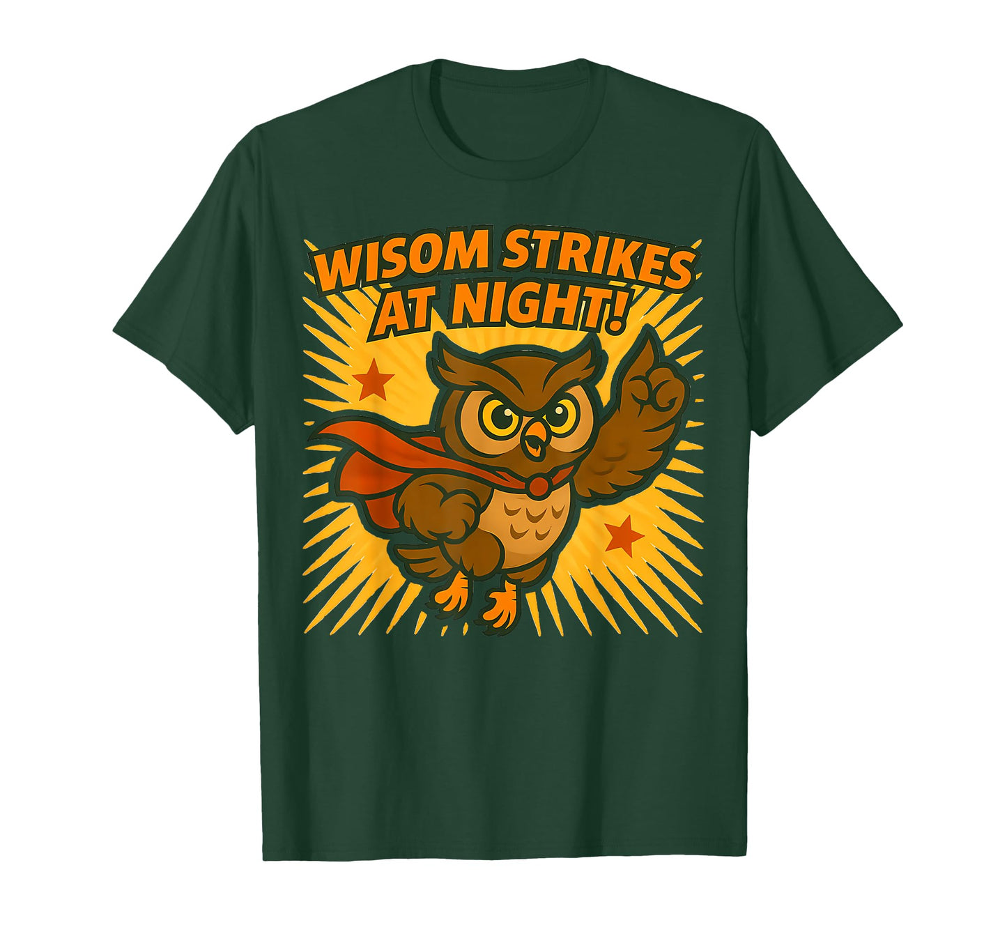 Wisdom Strikes at Night Superhero Owl T-Shirt