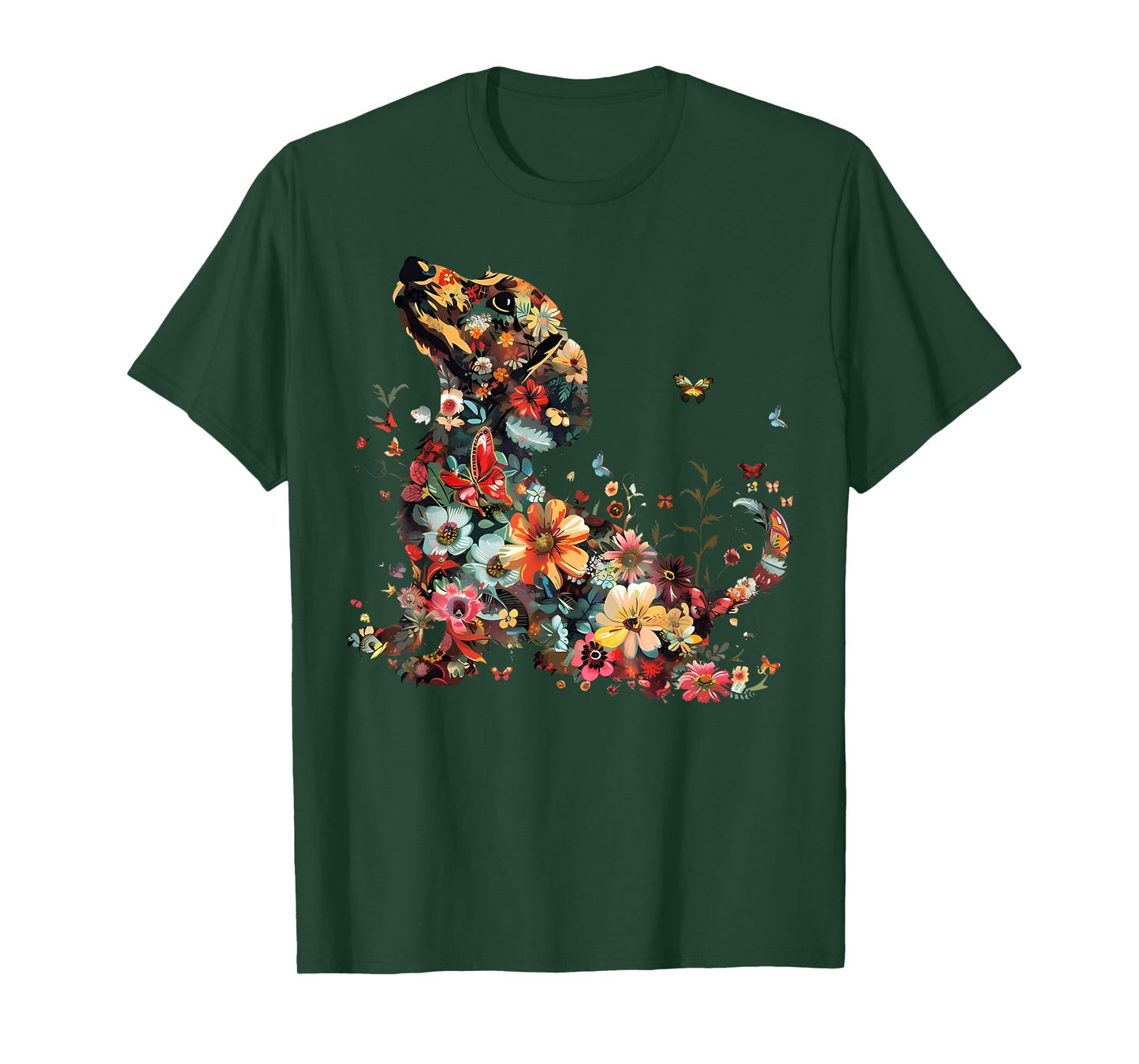 Floral Dachshund Cute Pet Dog Animal Lover Doxie Mama Women T-Shirt
