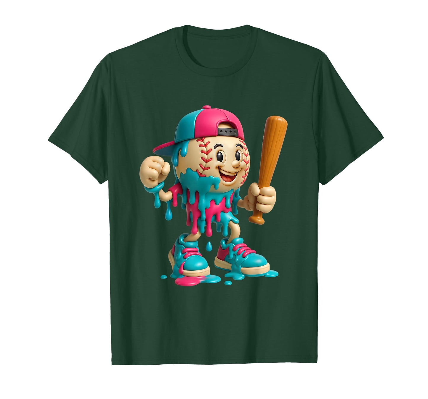 Baseball Drip Ice Cream Style Sport for Boys and Ball Player T-Shirt