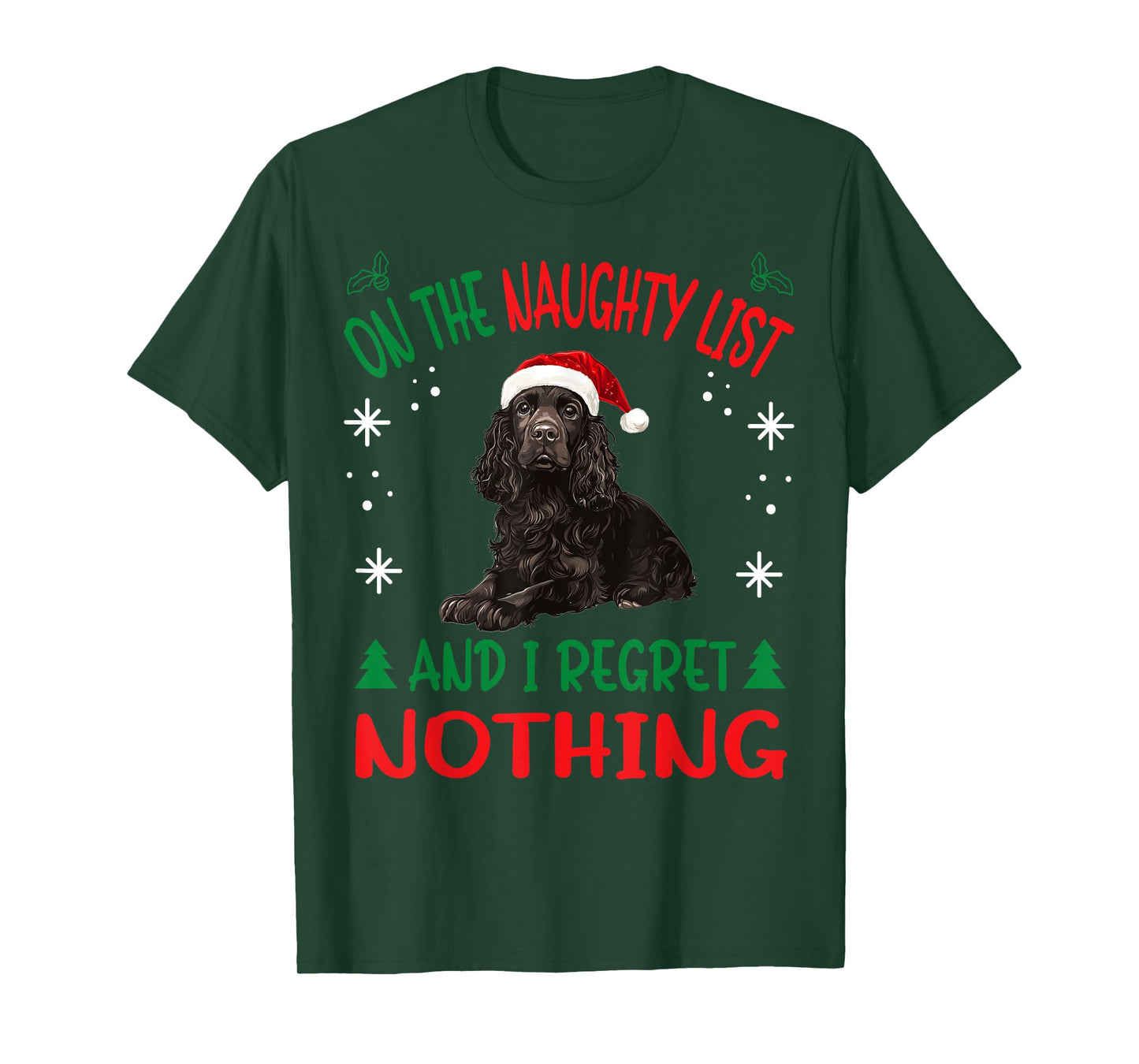 Cute Boykin Spaniel Dog Christmas On The Naughty List and I T-Shirt