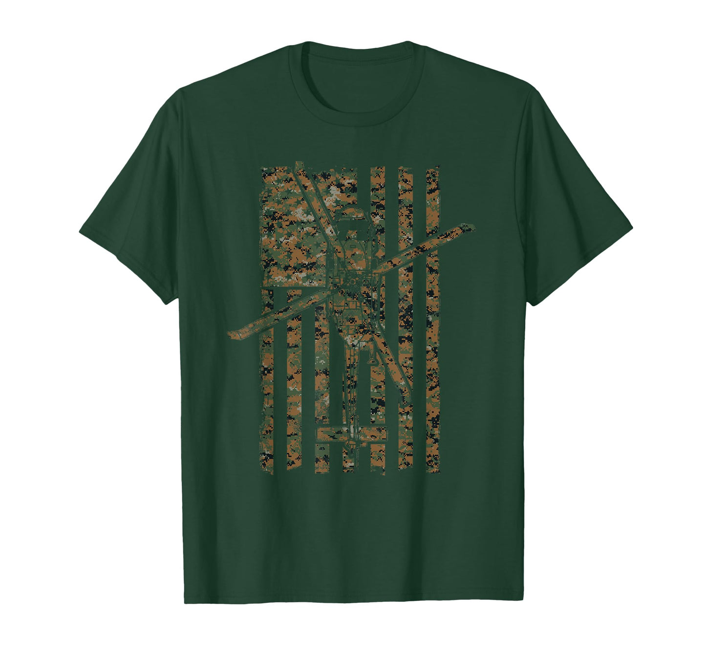 SH-60 Sea Hawk Helicopter Woodland Camo Vintage Flag T-shirt T-Shirt