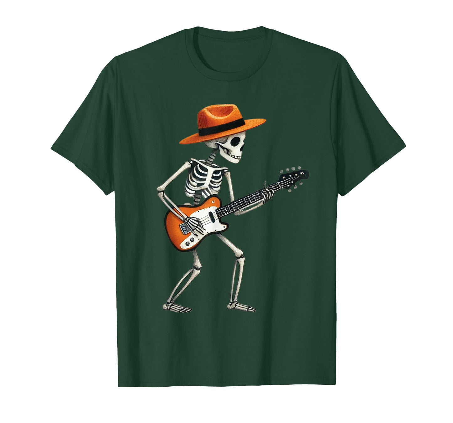 Skeleton Playing Electric Guitar Rock Halloween Boys Men Tee T-Shirt
