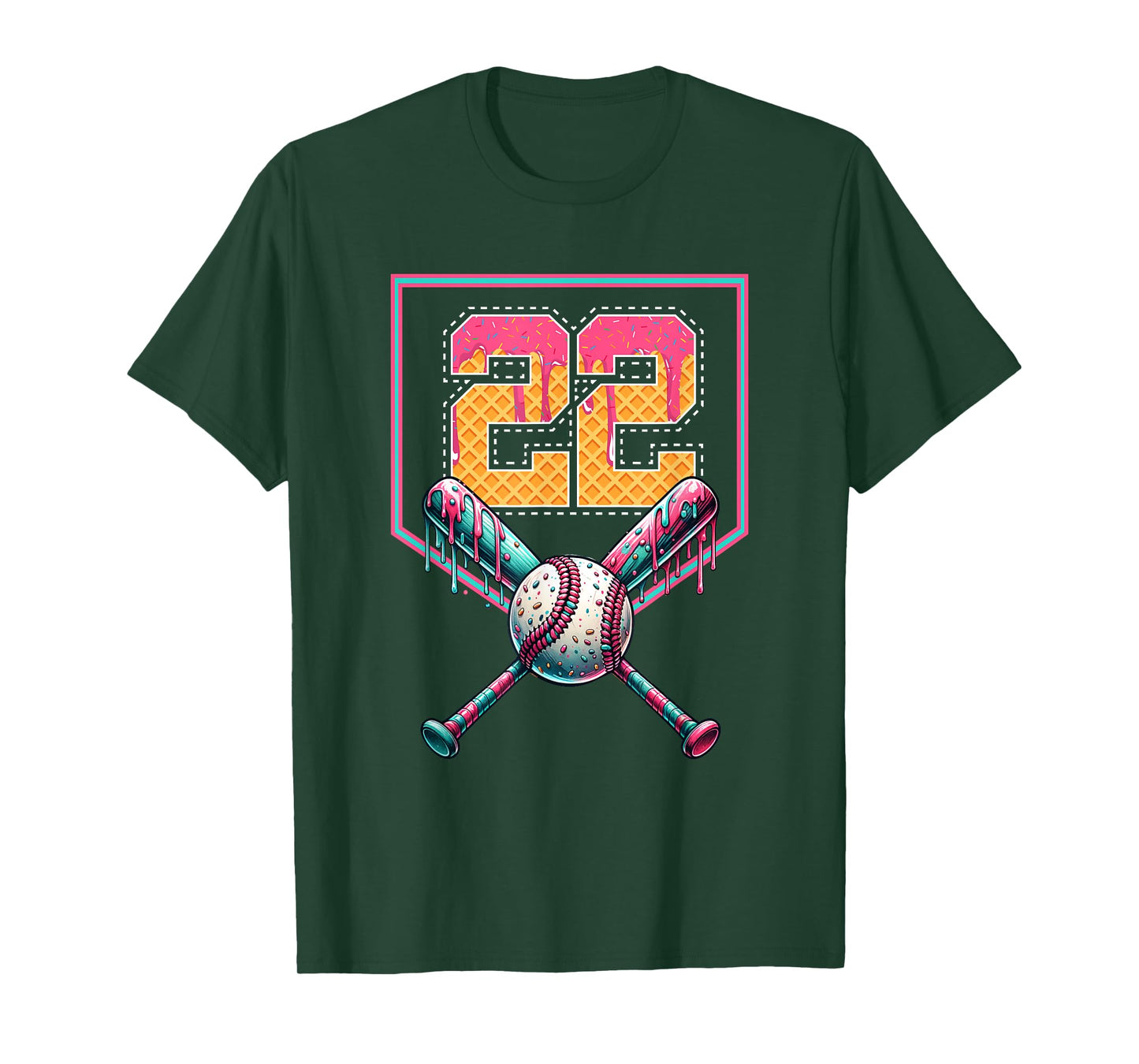 Baseball Drip Number 22 Player Or 22nd Birthday T-Shirt
