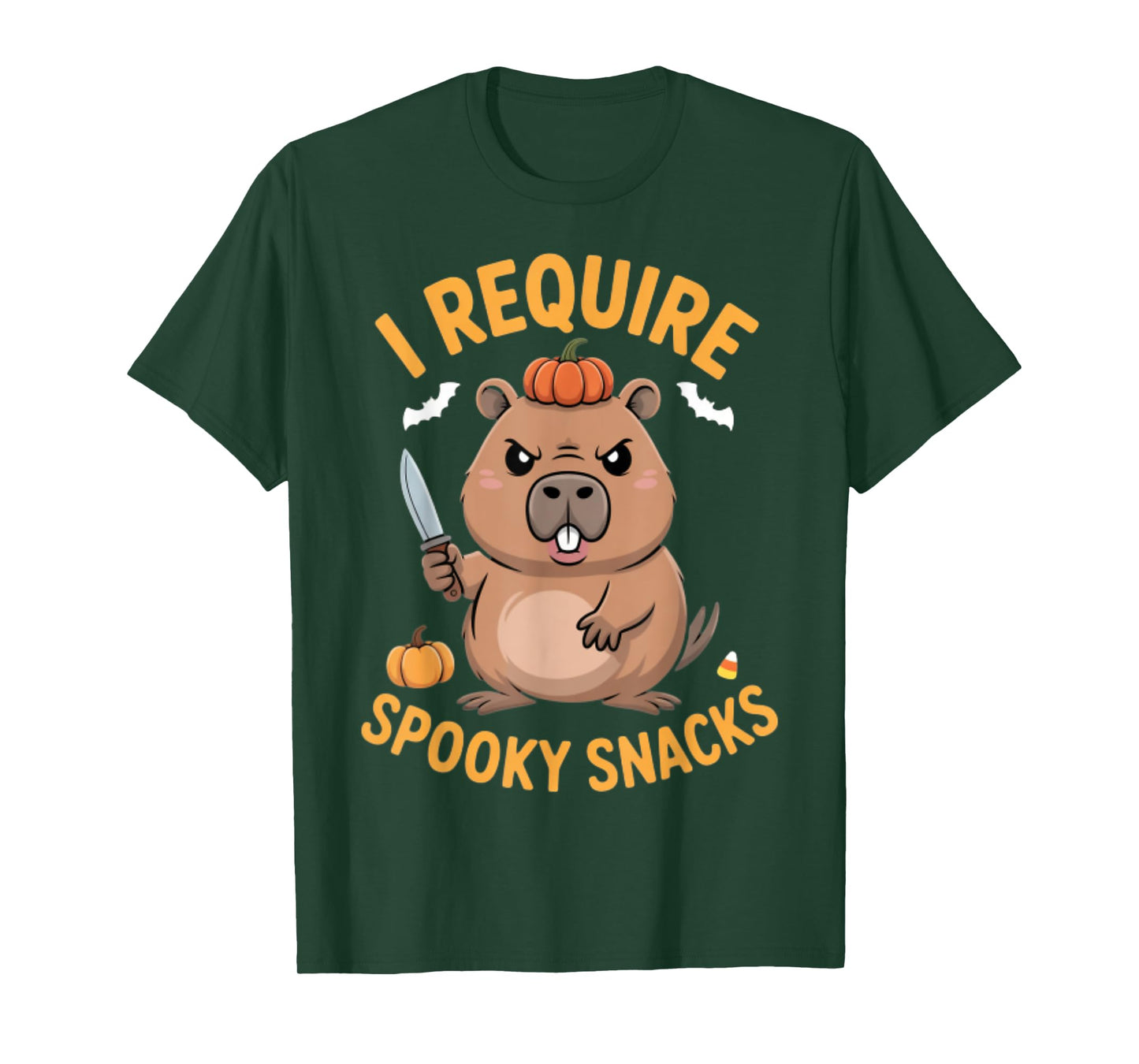 I Require Spooky Snacks Angry Capybara Halloween T-Shirt