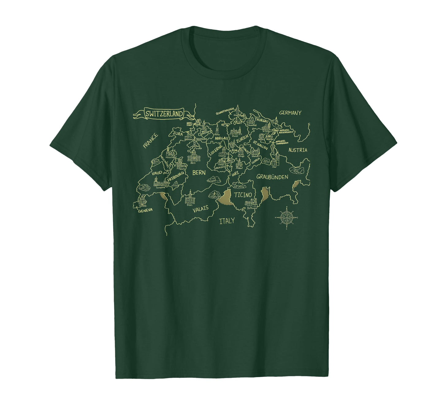 switzerland country map outline T-Shirt