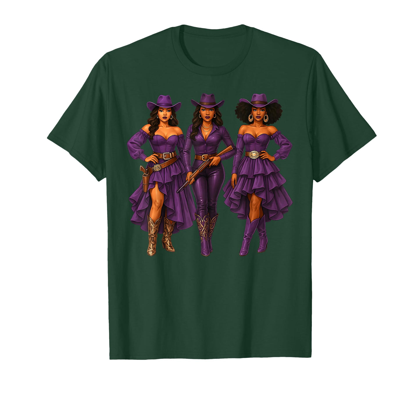 Black Cowgirl Purple Western Rodeo Melanin Black History T-Shirt