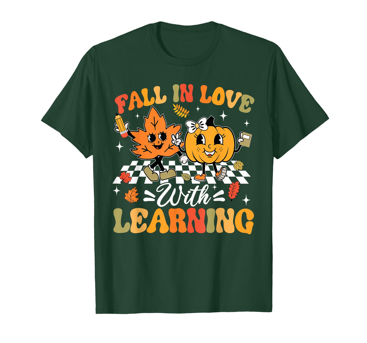 Fall In Love With Learning Fall Teacher Thanksgiving Retro T-Shirt