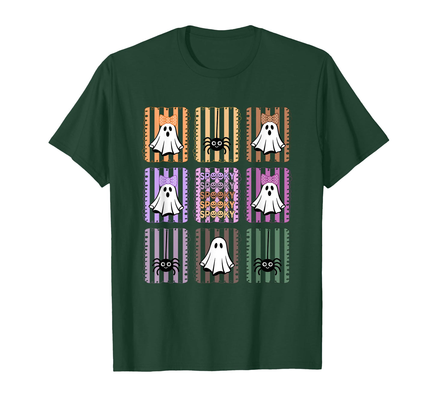 Spooky Ghosts And Cute Spider Design T-Shirt