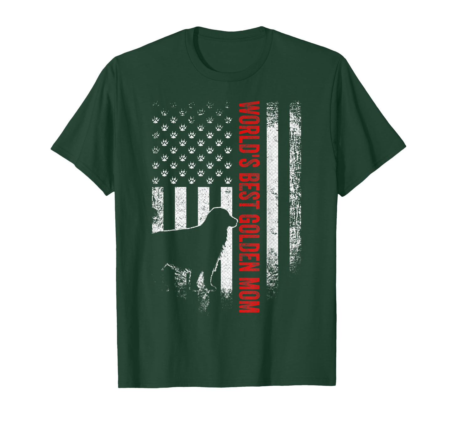 Vintage American Flag World's Best Golden Retriever Mom Gift T-Shirt