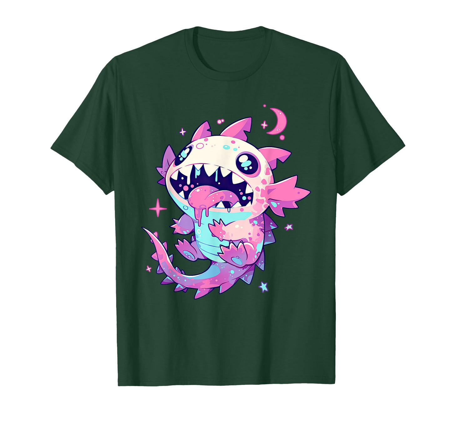 Kawaii Pastel Goth Creepy Cute Pink Zombie Axolotl T-Shirt