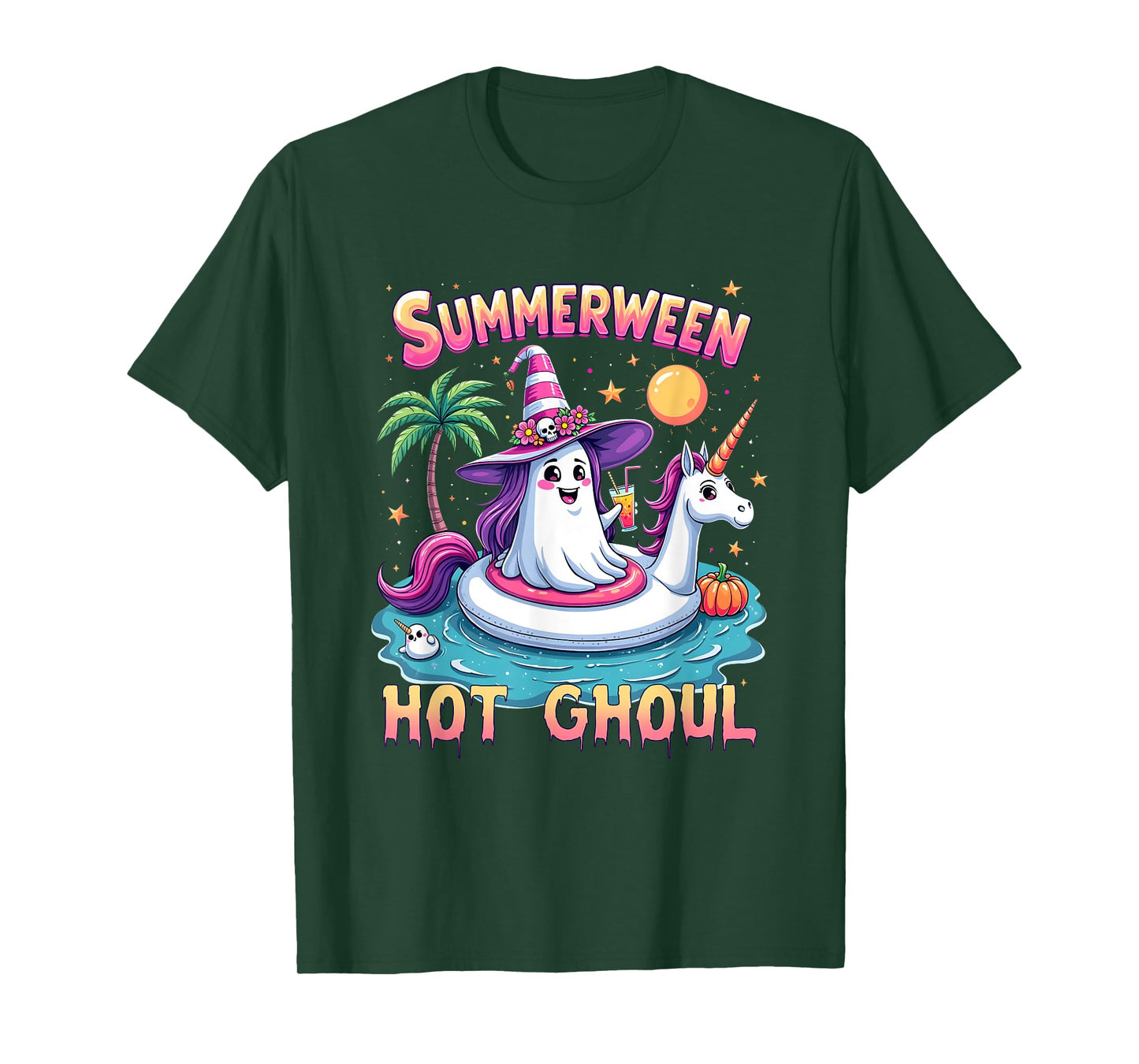 Vacation Halloween Party Group Funny Summerween Witch Vibes T-Shirt