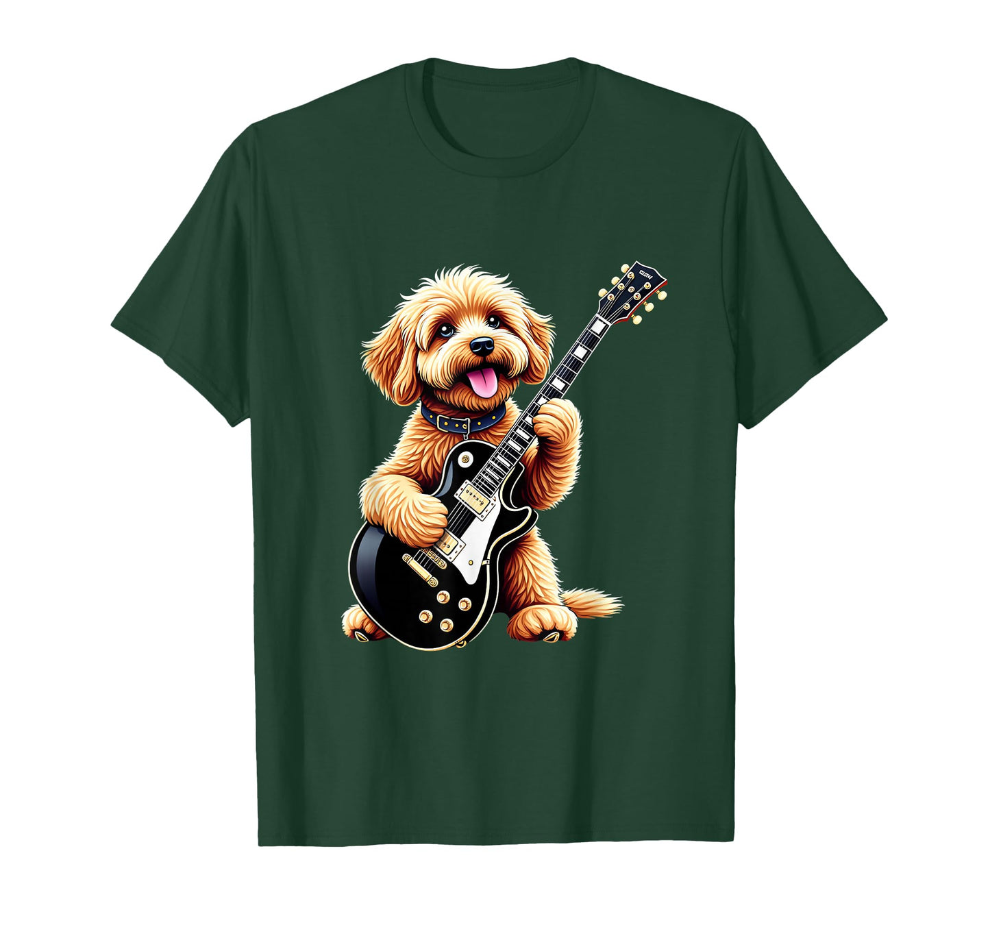 Funny Cavapoo Dog Playing Electric Guitar Music Lovers T-Shirt