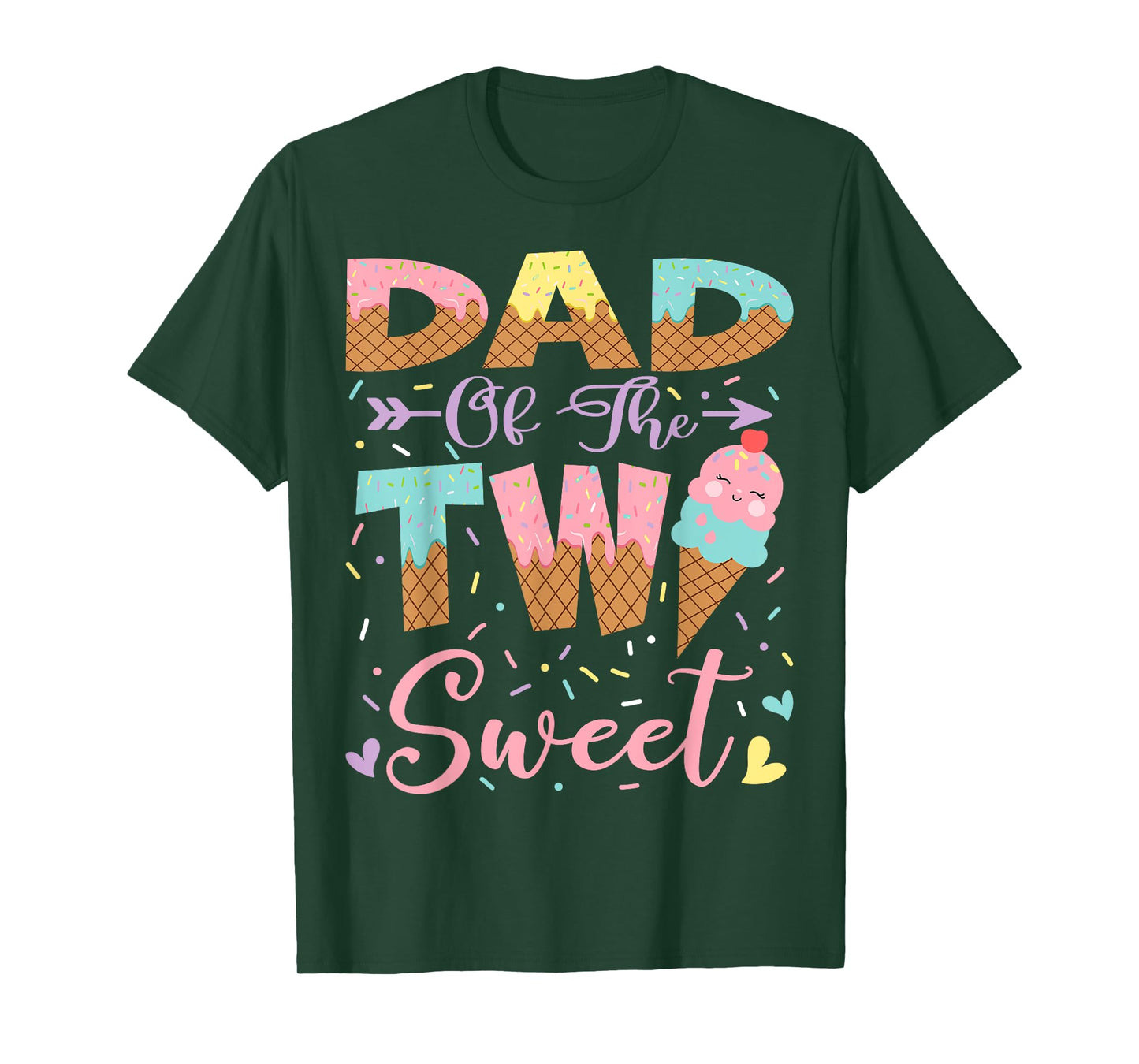 Dad Of The Two Sweet 2Nd Birthday Summer Ice Cream T-Shirt