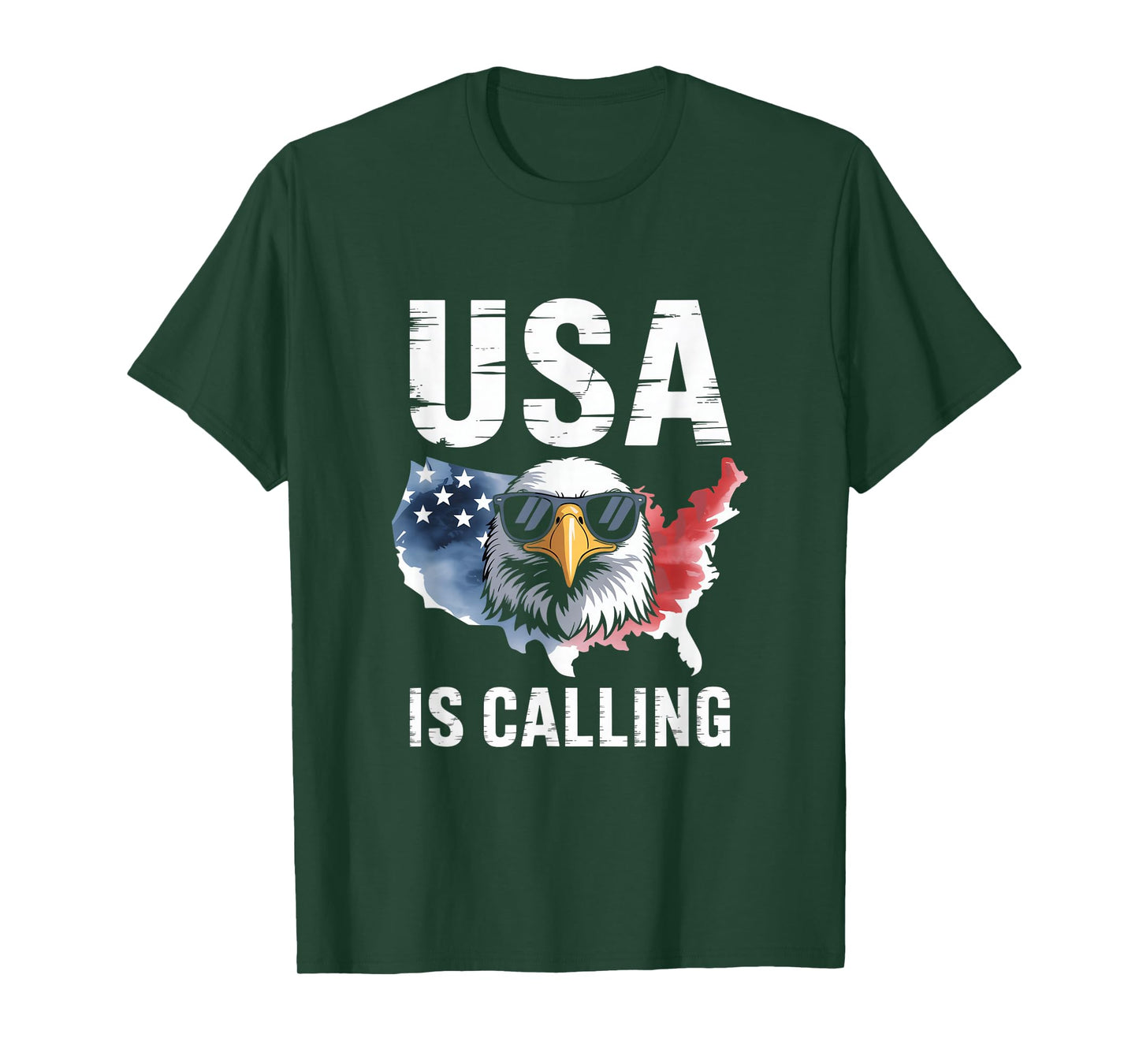 USA is Calling Bald Eagle American Flag Map Pride T-Shirt