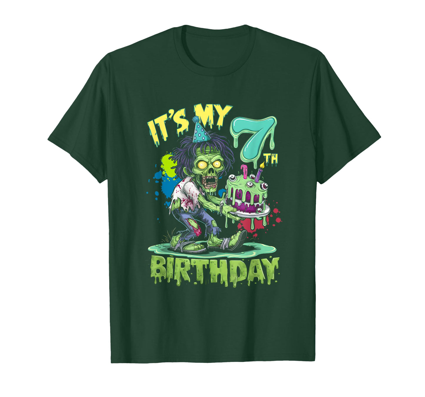Its My 7th Birthday Horror Zombie Lover 7 Year Old T-Shirt