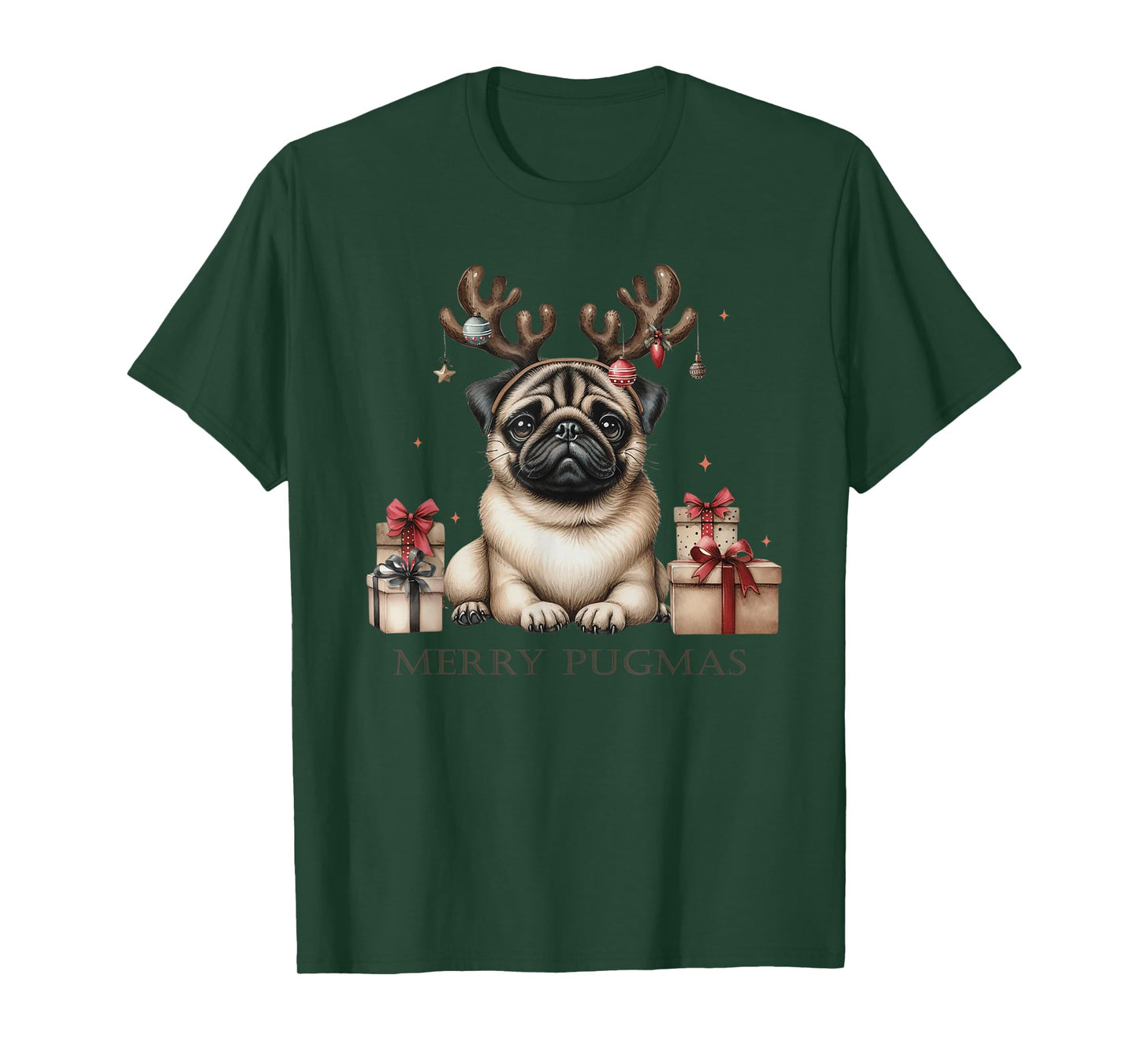 Funny Pug Merry Pugmas Xmas Dogs PugsLove Boys Girls Kids T-Shirt
