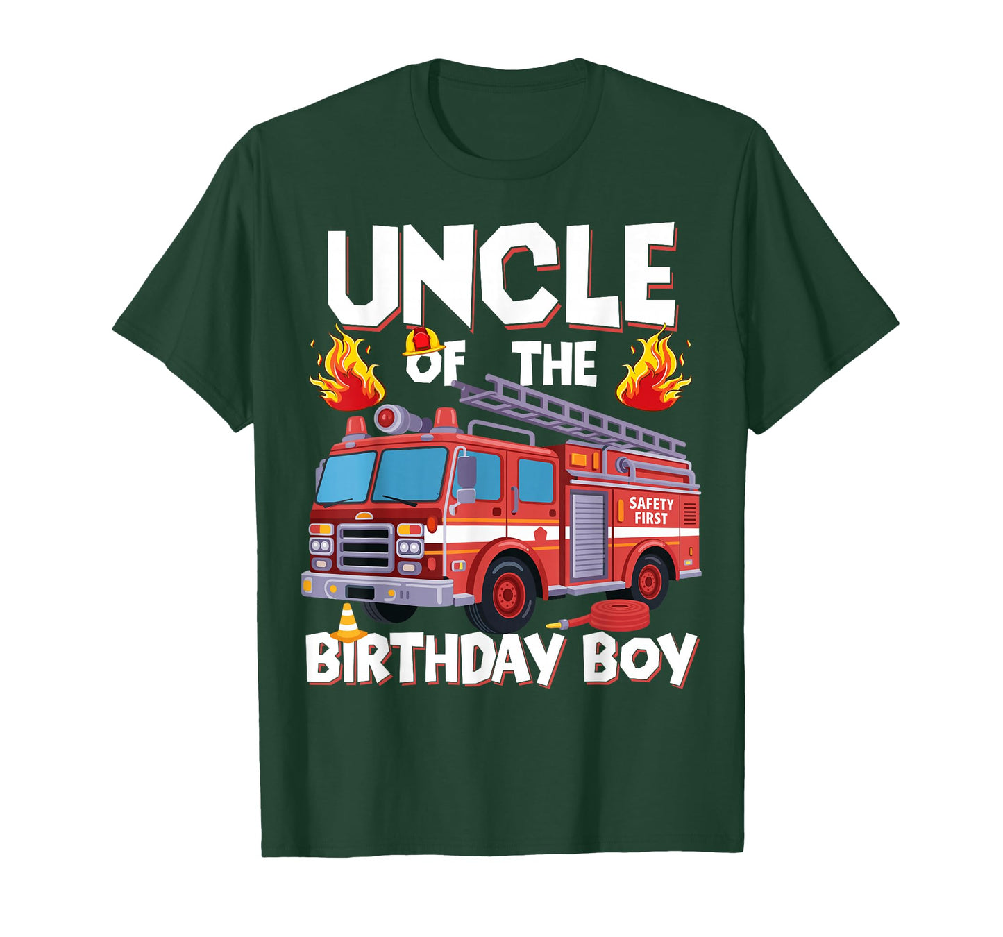 Uncle of The Birthday Boy Fire Truck Firefighter Uncle Bday T-Shirt