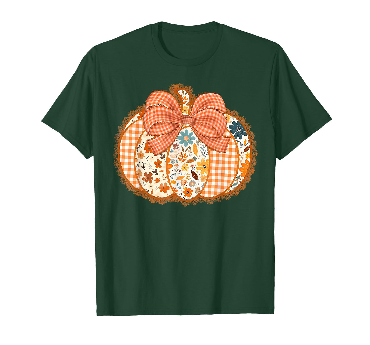 Coquette Bow Pumpkin Season Thanksgiving Autumn Fall Leaves T-Shirt