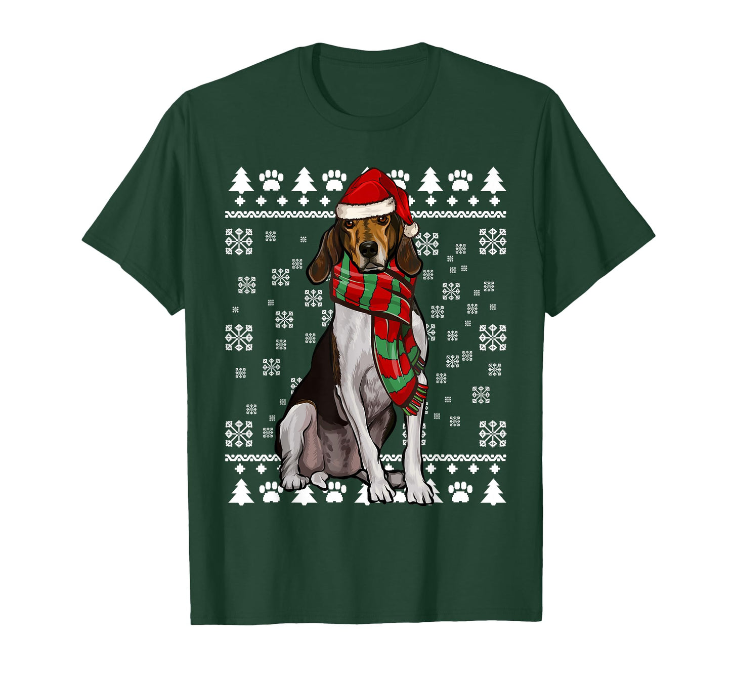 Treeing Walker Coonhound Dog Santa Hat Xmas Ugly Christmas T-Shirt