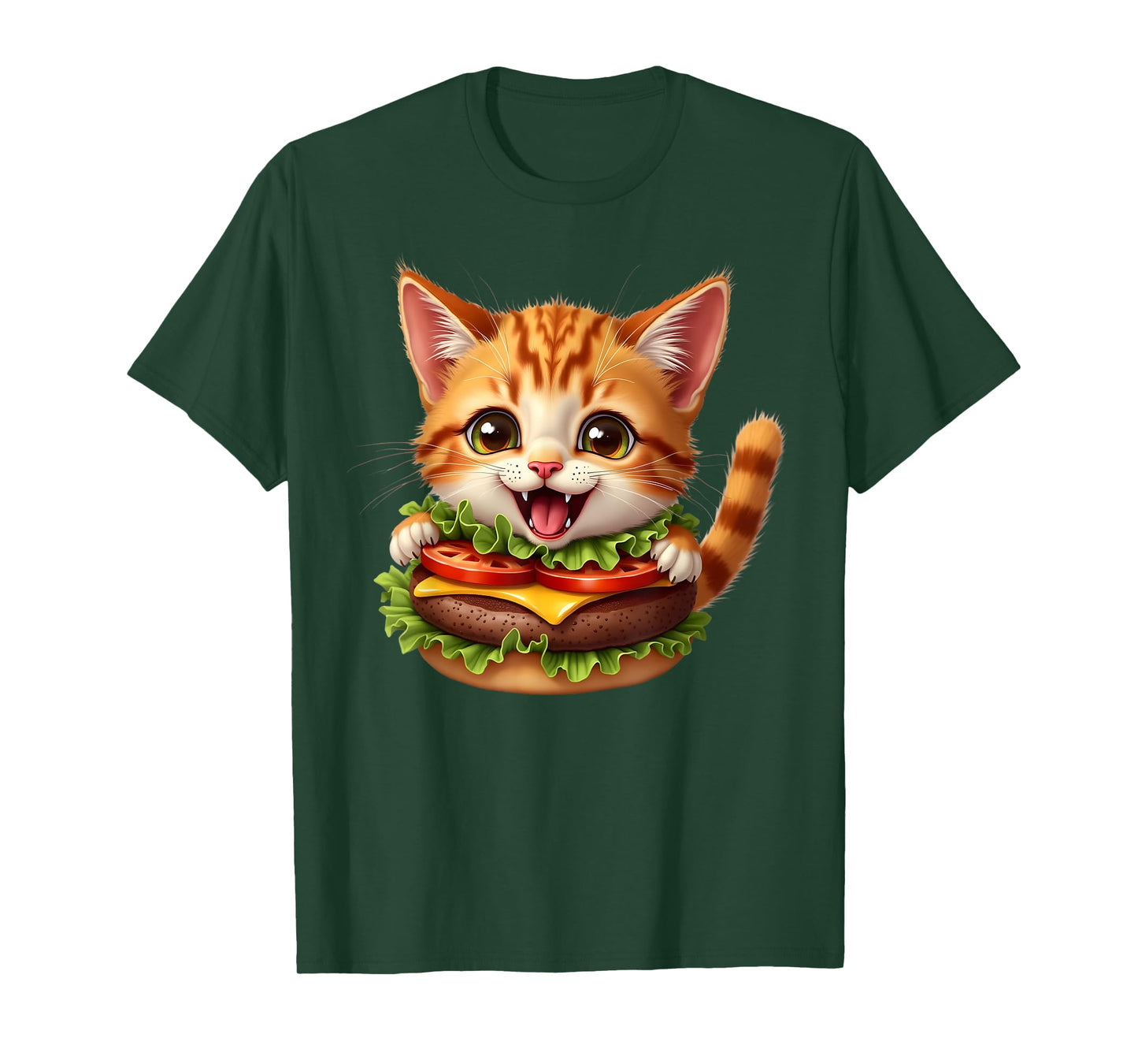 Funny Fast Food Cat Burger Lover Cute Cats Cheeseburger Men Women Kids T-Shirt
