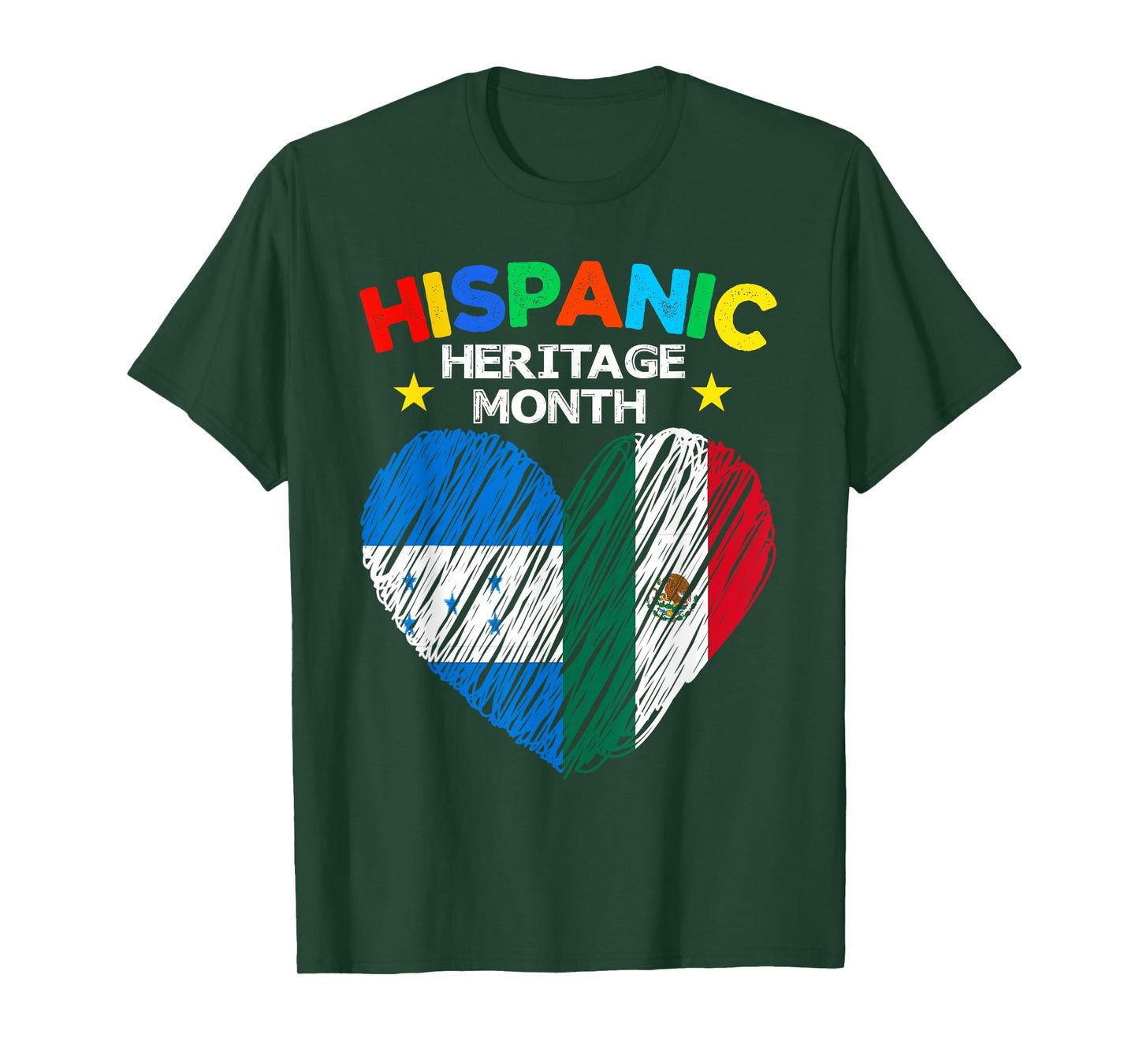 Honduras Mexico Flag Heart Latin Hispanic Heritage Month T-Shirt