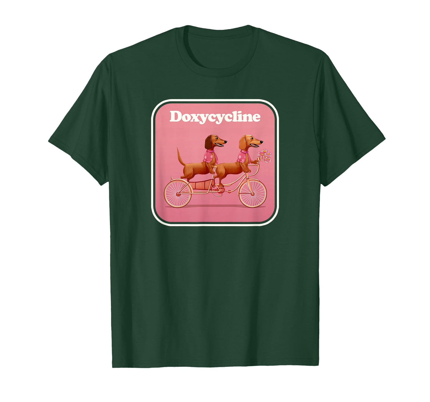 Doxycycline - Dachshund Riding a Bike - Doxy Cycling T-Shirt