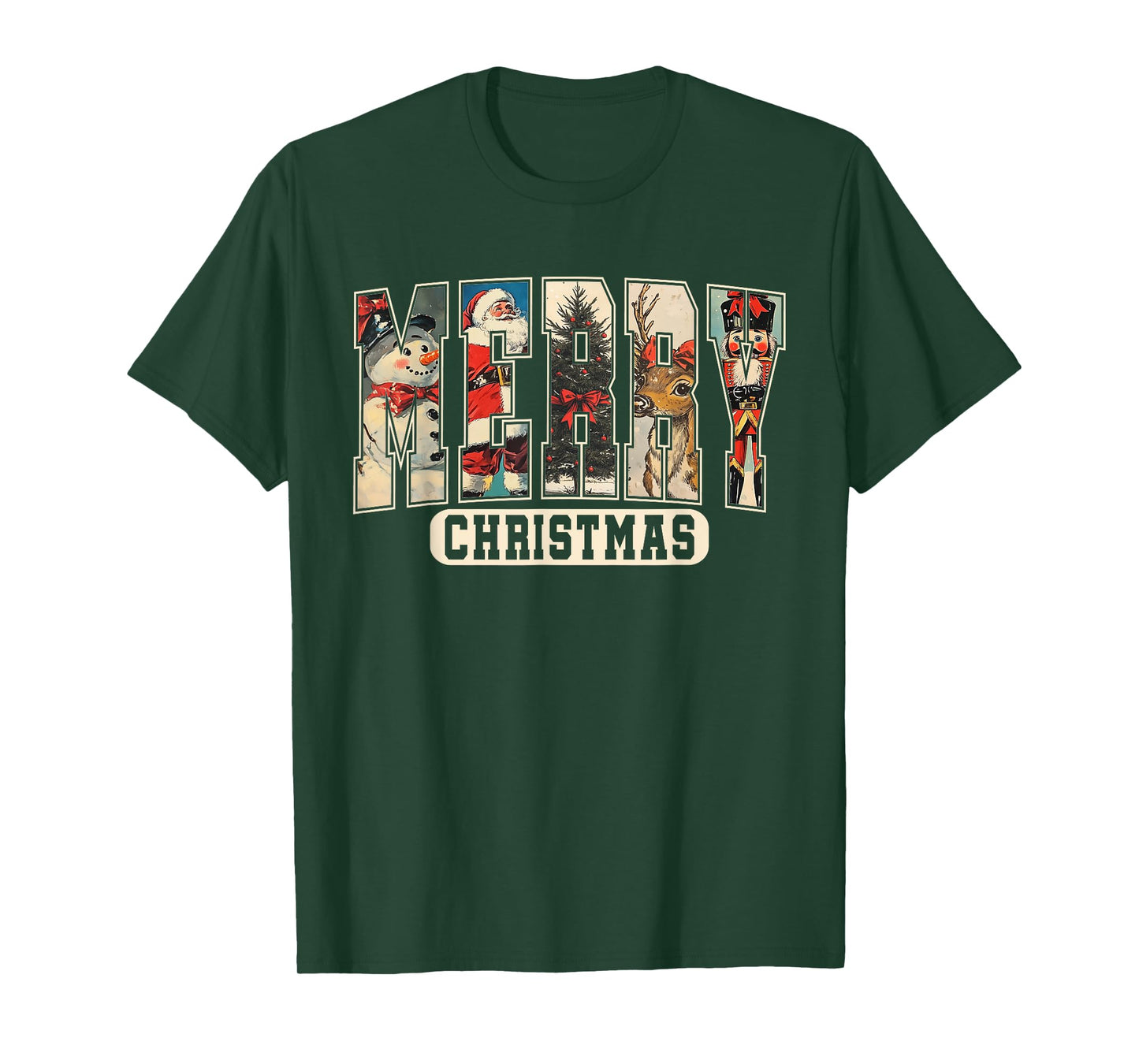 Merry Christmas Snowman Santa Tree Reindeer Nutcracker Doll T-Shirt
