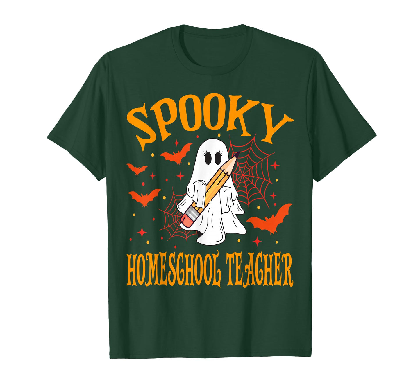 Spooky Homeschool Teacher Ghost Funny Halloween School T-Shirt