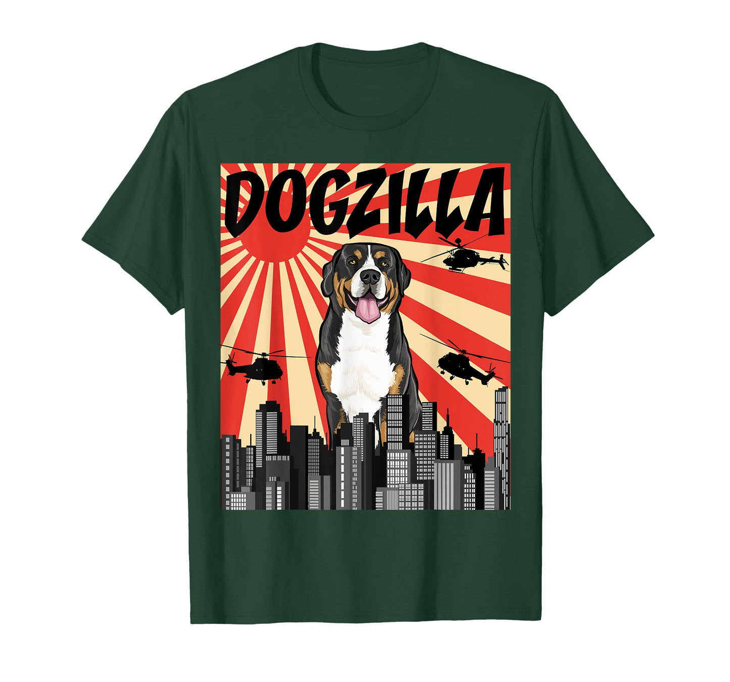Funny Retro Japanese Dogzilla Greater Swiss Mountain Dog Men Women T-Shirt