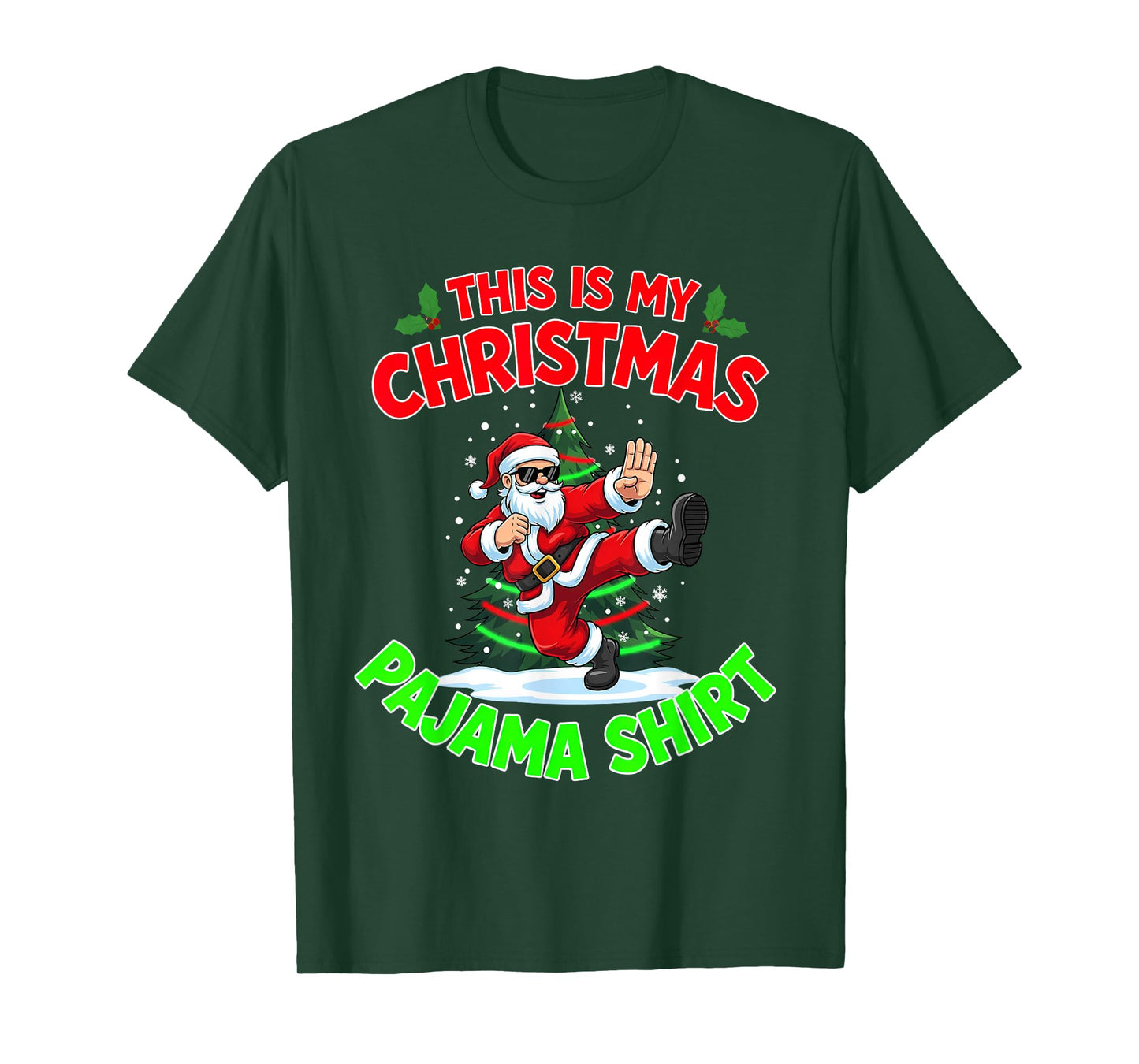 This is My Christmas Pajama Santa Claus Playing Karate T-Shirt