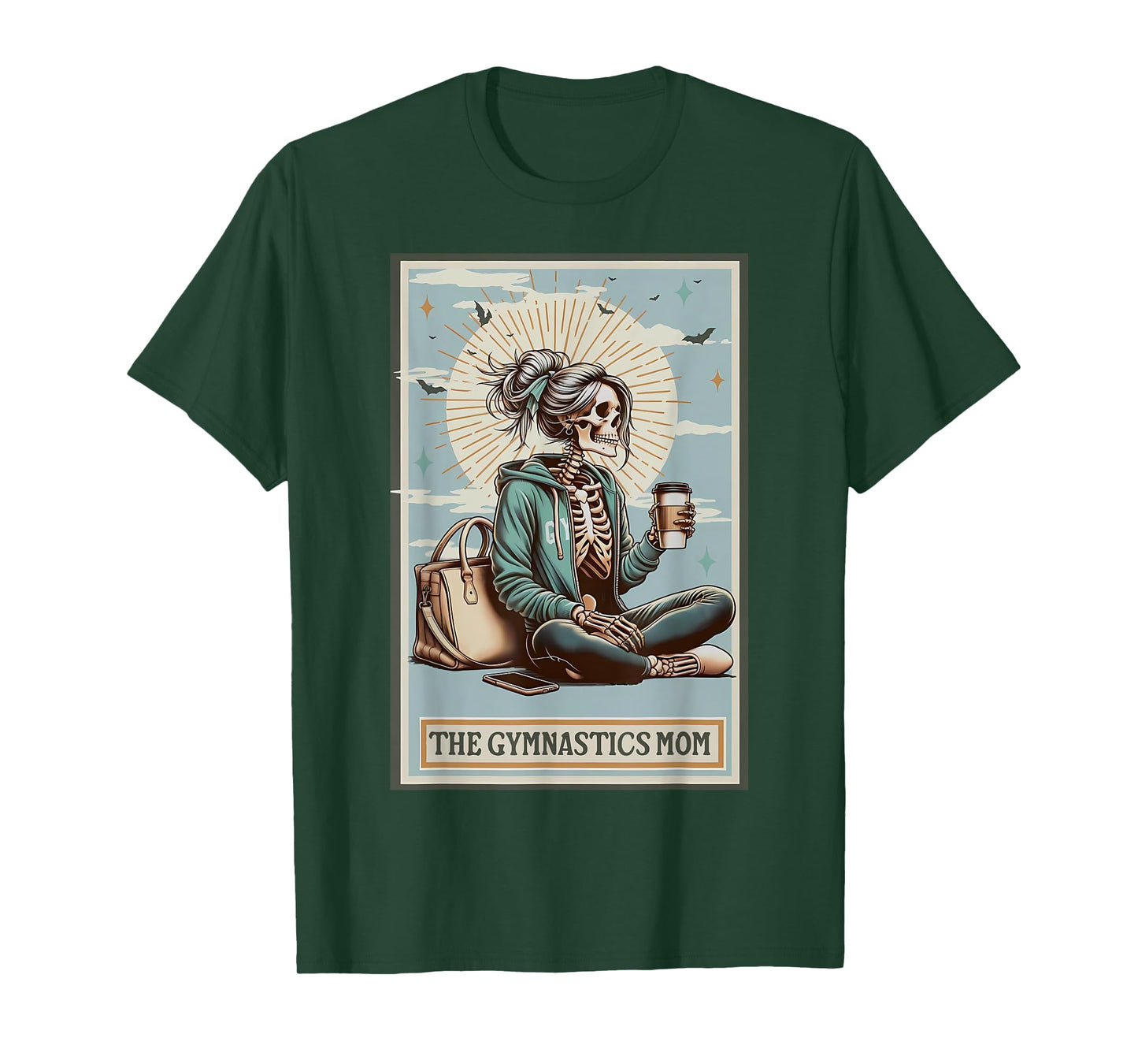 Skeleton Gymnastics Mom Tarot Card Sports Gymnast Women T-Shirt