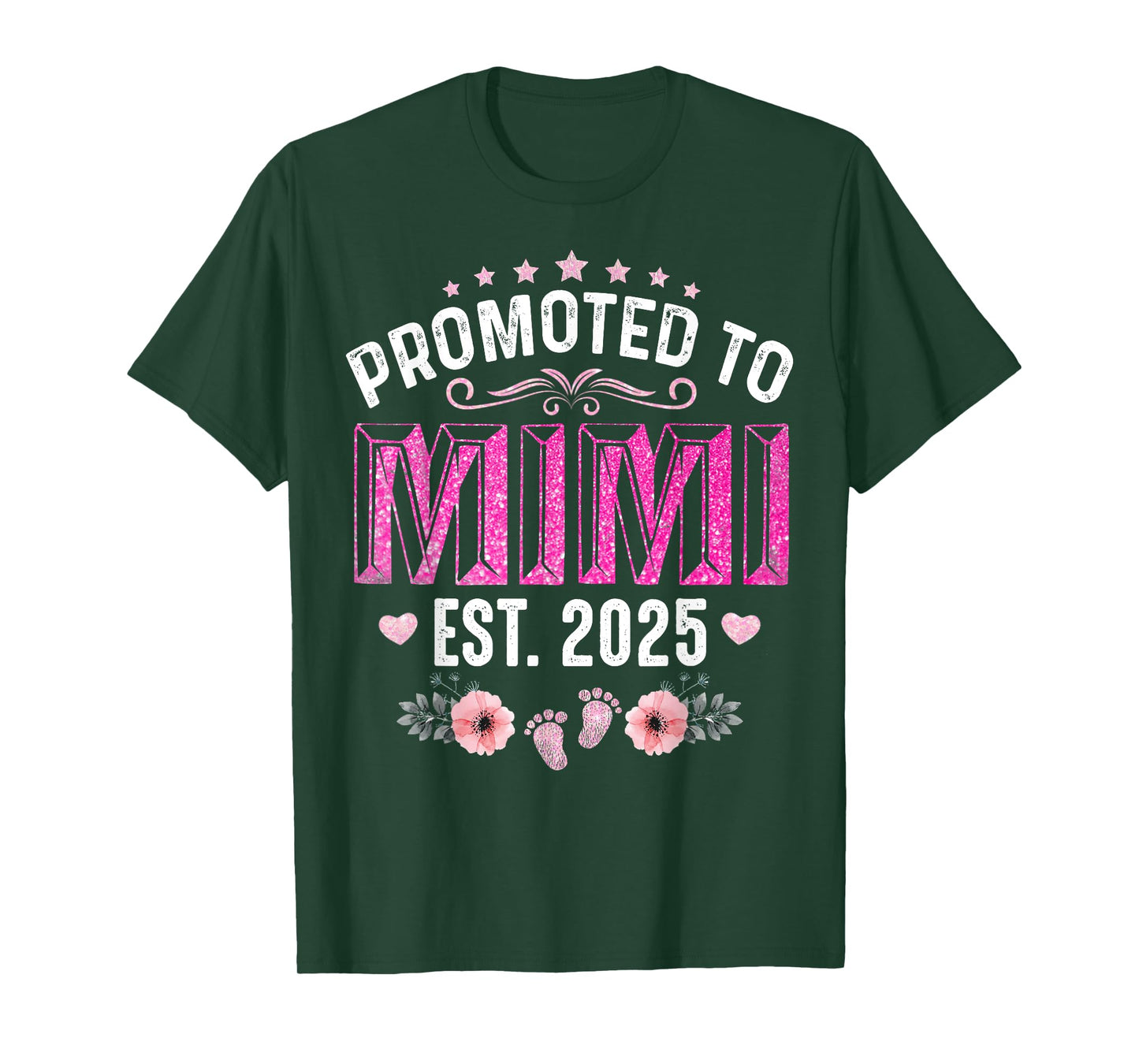 Promoted To Mimi Est. 2025 Funny Floral Mother's Day T-Shirt