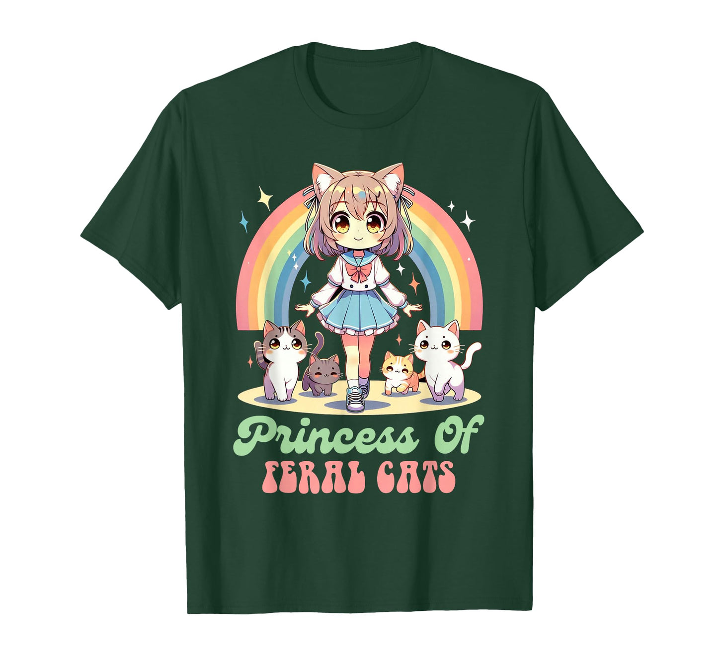 Anime And Cats Lover Princess Of Feral Cats Kawaii Otaku T-Shirt