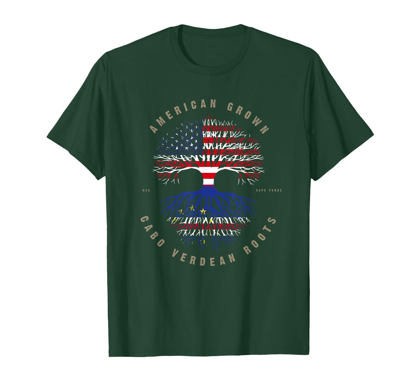 American Grown Cabo Verdean Roots Cape Verde Flag T-Shirt T-Shirt