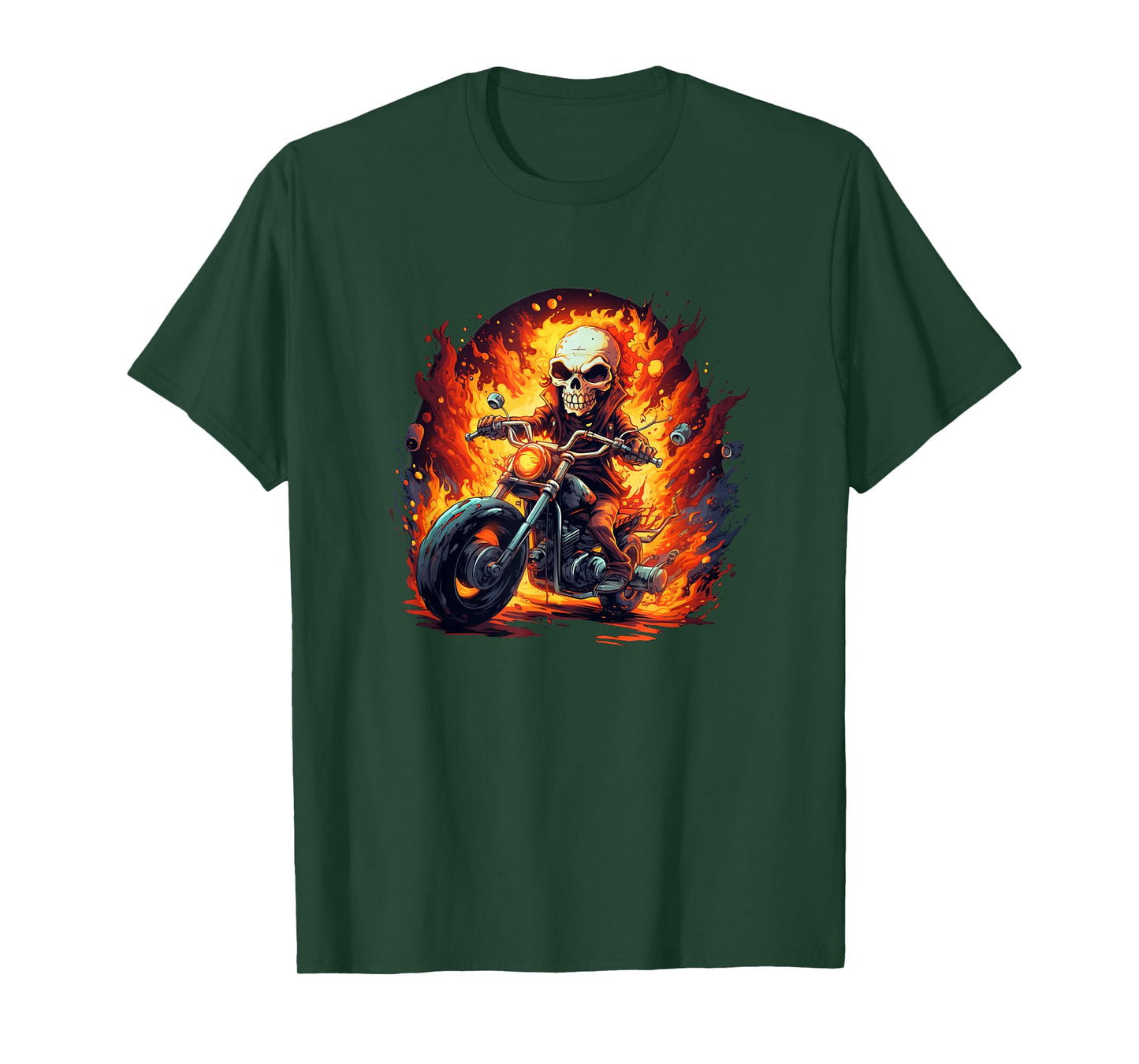 Nice Motorcycle Flames for Skull and Skeleton Lovers T-Shirt