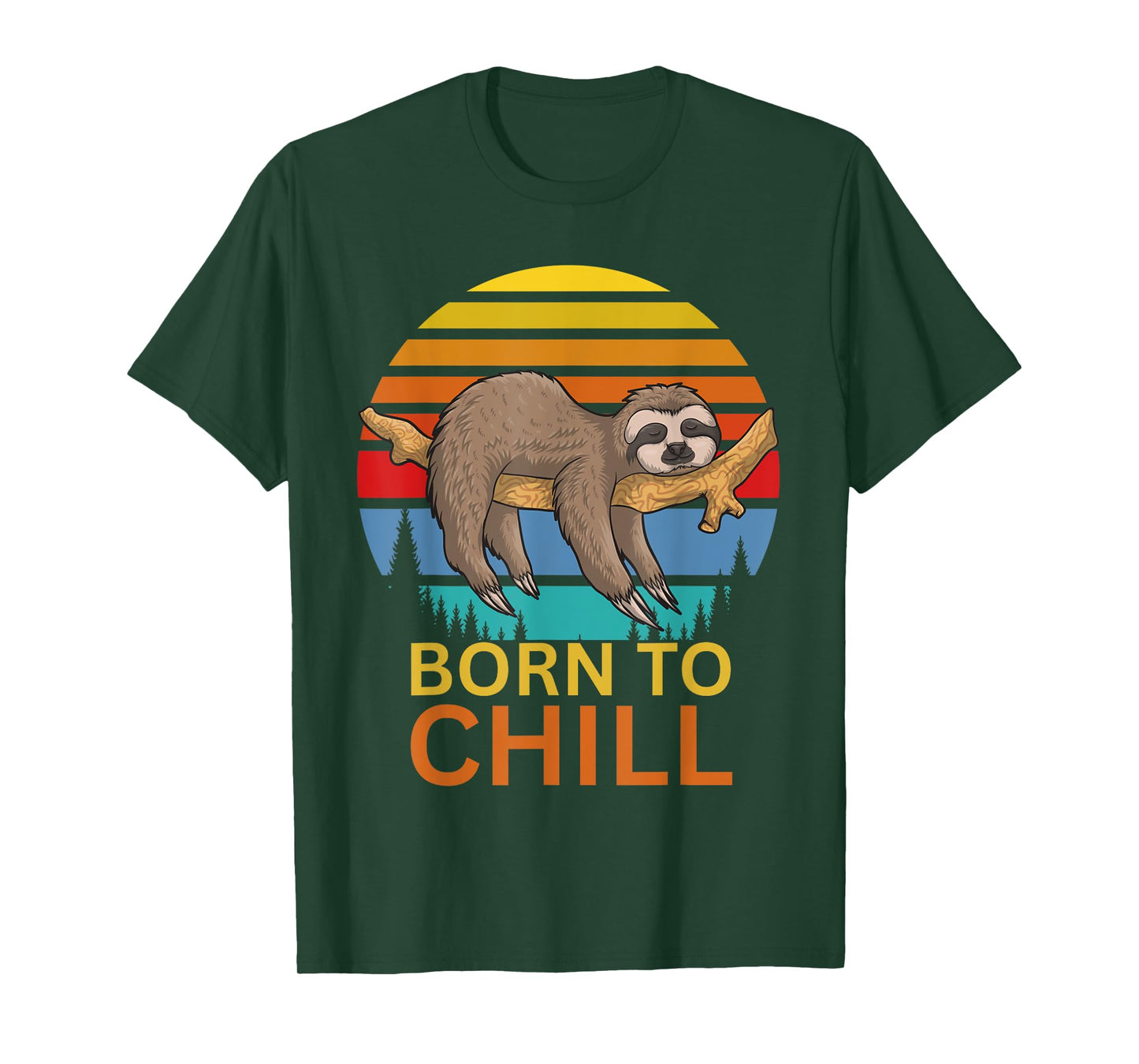 Born to Chill Sloth Retro Sunset T-Shirt – Funny Lazy Animal T-Shirt