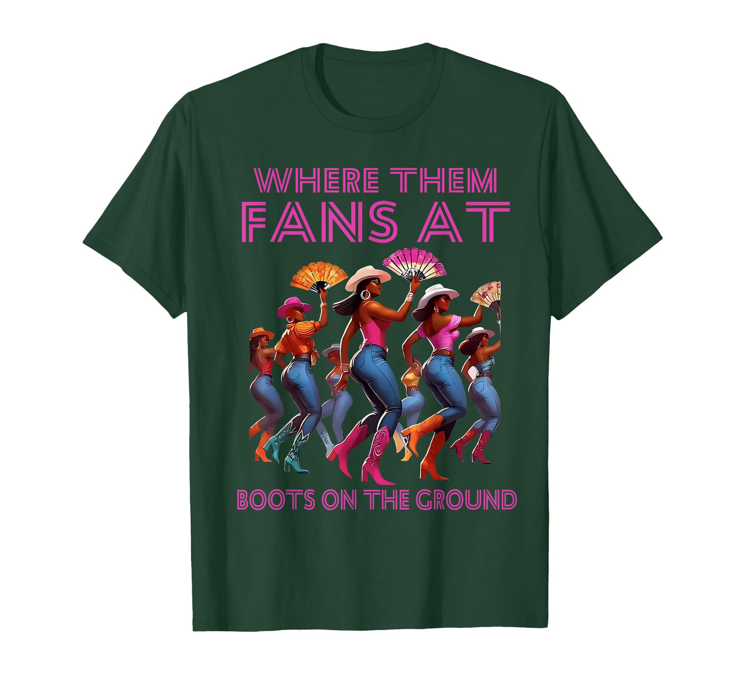 Where Them Fans At Funny Boots On The Ground Linedance Girls T-Shirt