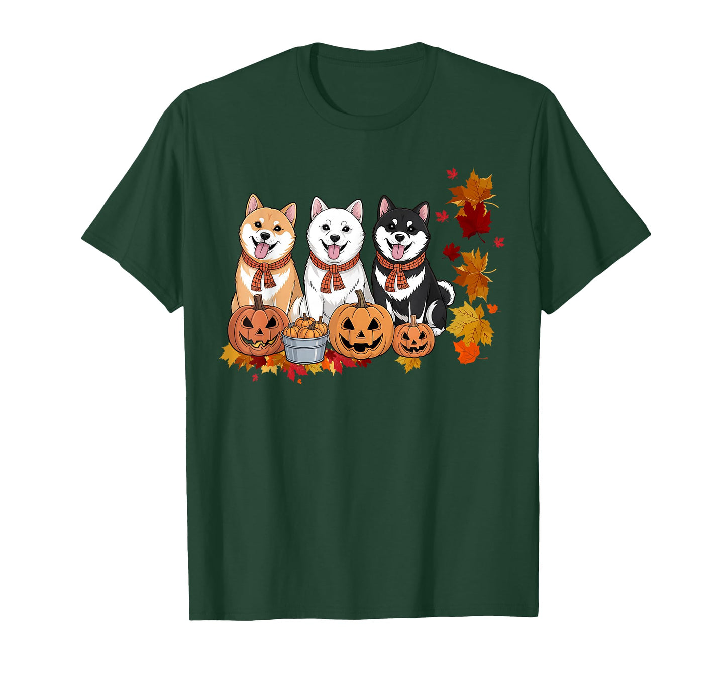 Funny Three Shiba Inu Dog Pumpkin Fall Autumn Thanksgiving T-Shirt