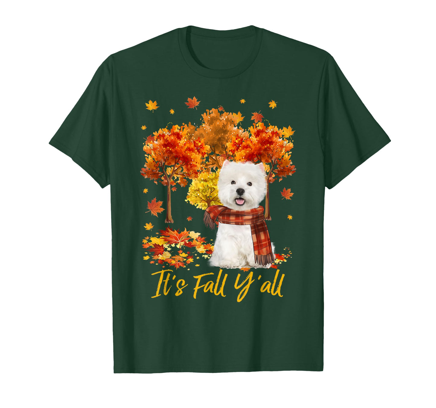 It's Fall Y'all Westie Dog Tree Pumpkin Fall Autumn T-Shirt