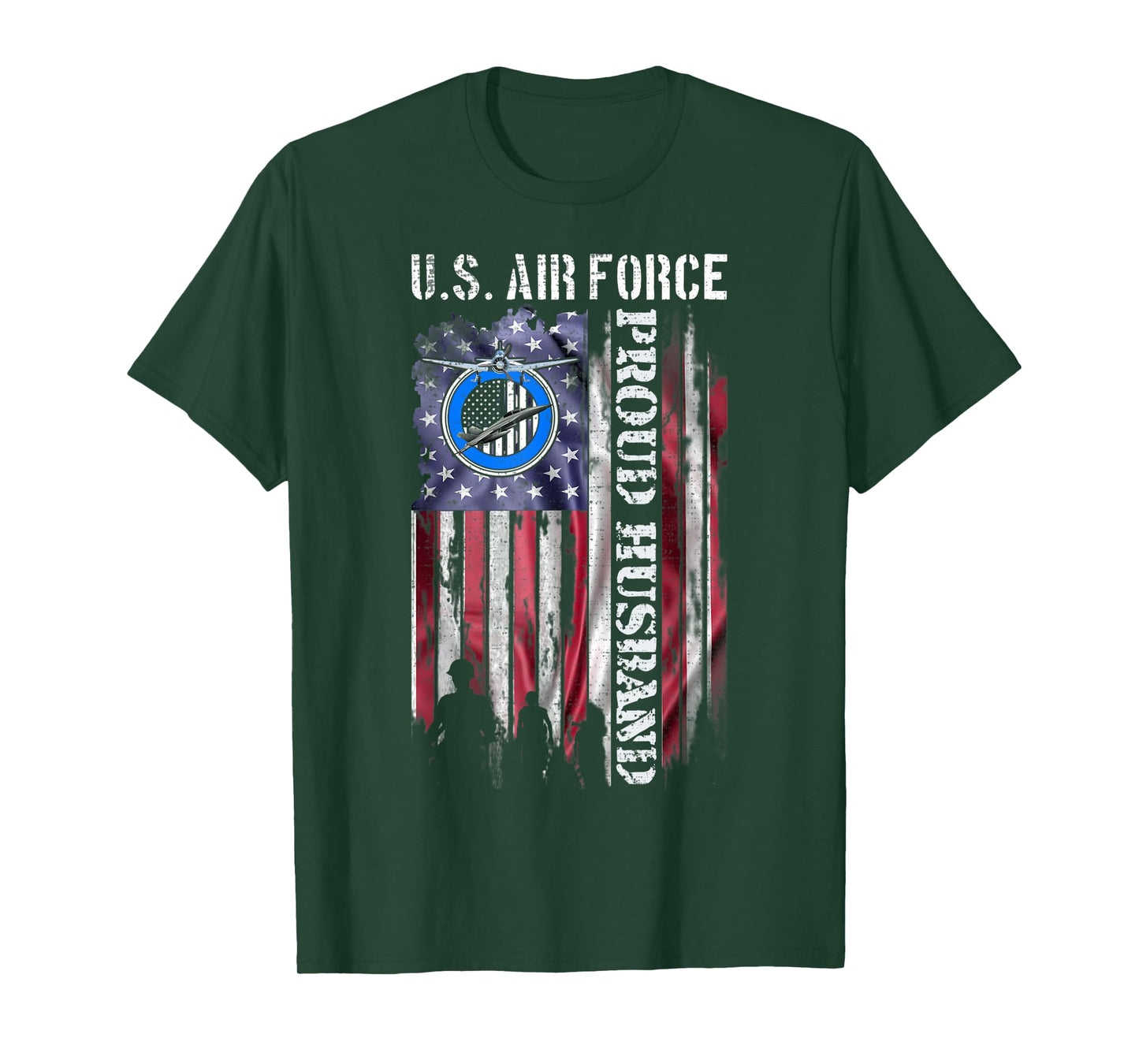 Vintage USA American Flag US Air Force Proud Veteran Husband T-Shirt