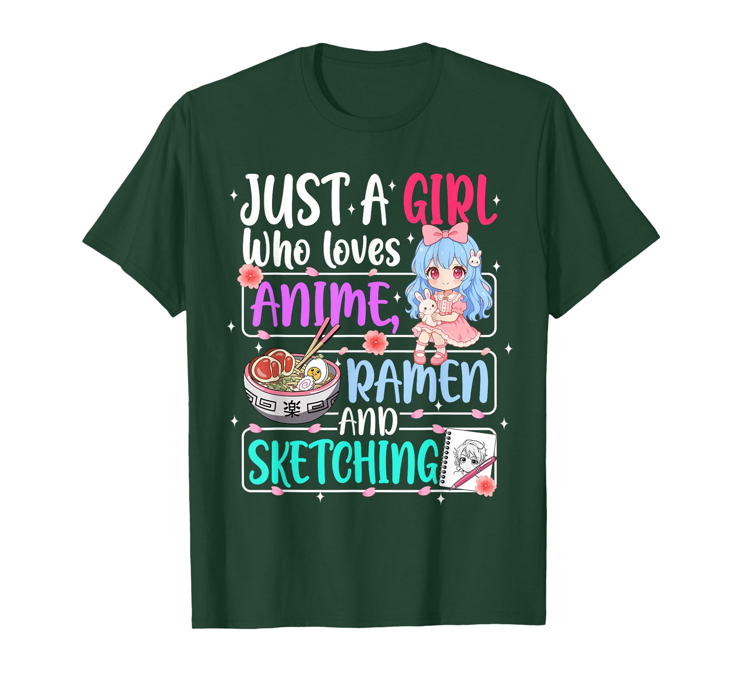 Just A Girl Who Loves Anime Ramen Sketching Japan Anime T-Shirt
