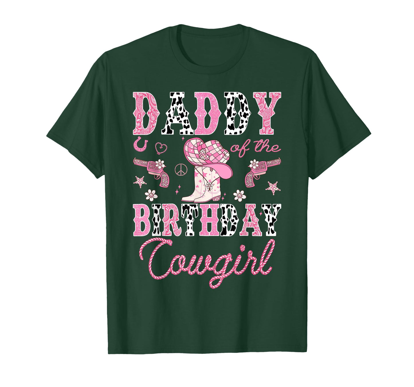 Daddy Of The Birthday CowGirl Rodeo Pink Boots Disco T-Shirt