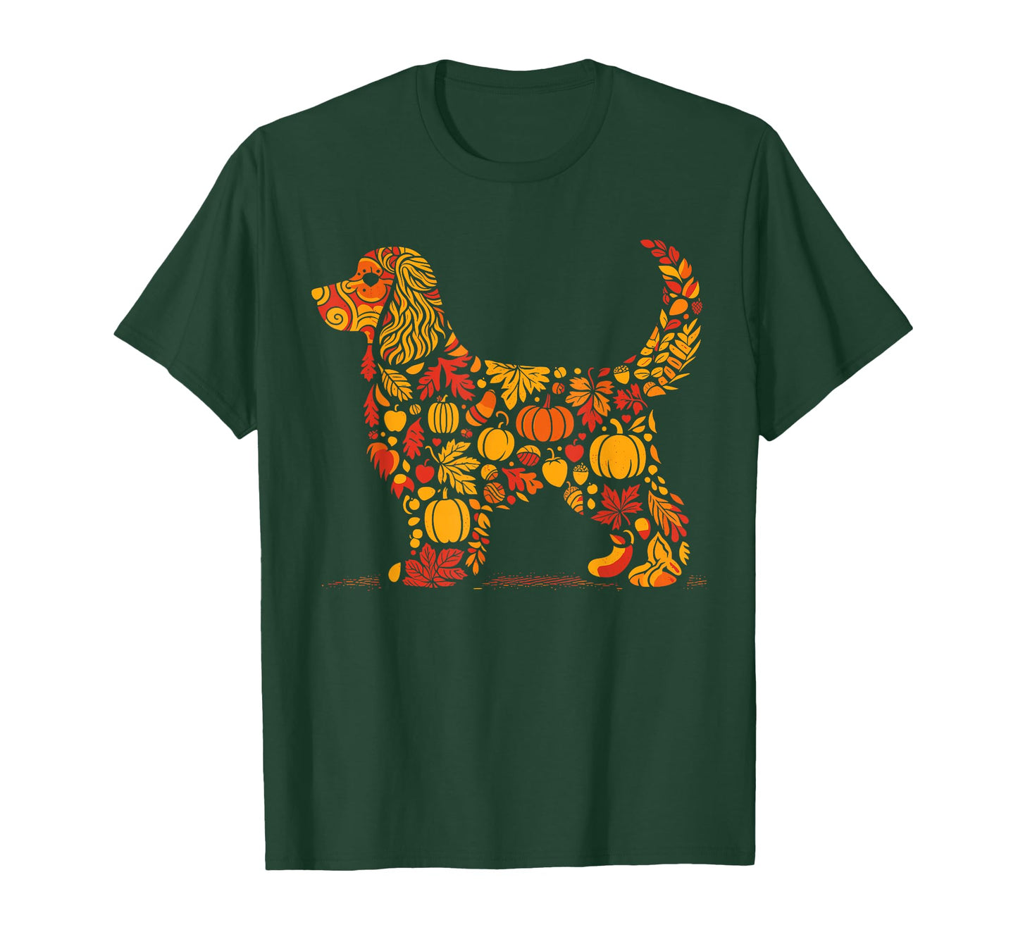 Autumn Pumpkin Cocker Spaniel Thanksgiving Womens Mens Kids T-Shirt